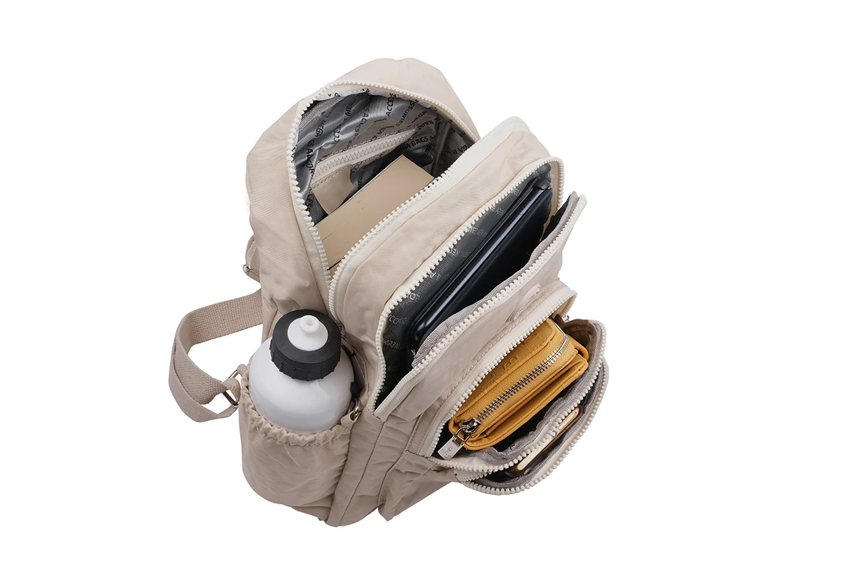 Bagacar Kaliteli Klınkır Hafif Su Geçirmez Kumaş Sırt Çantası Krem