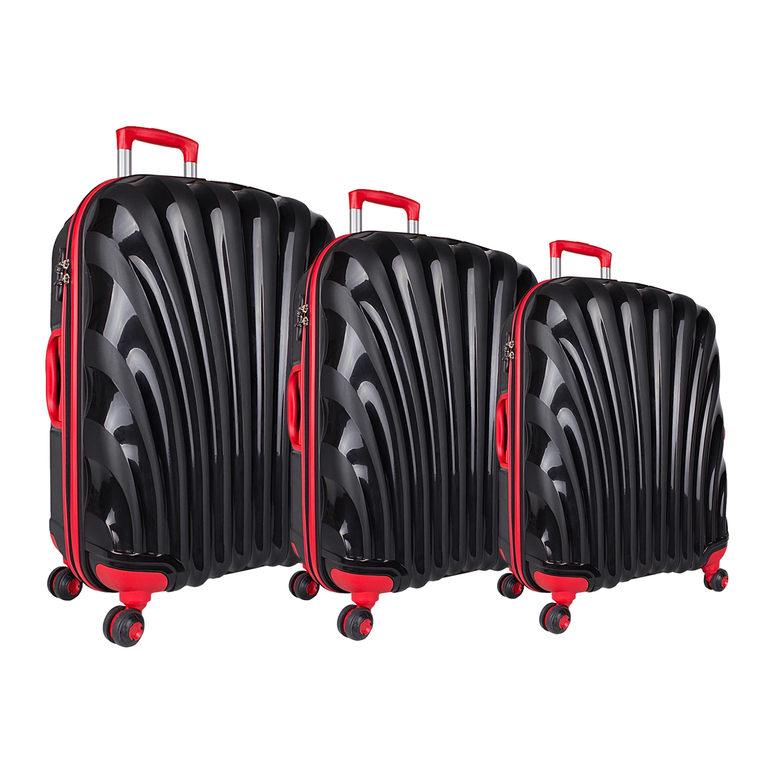 Bagacar Shell Silikon Kırılmaz Valiz Seti Siyah Kırmızı