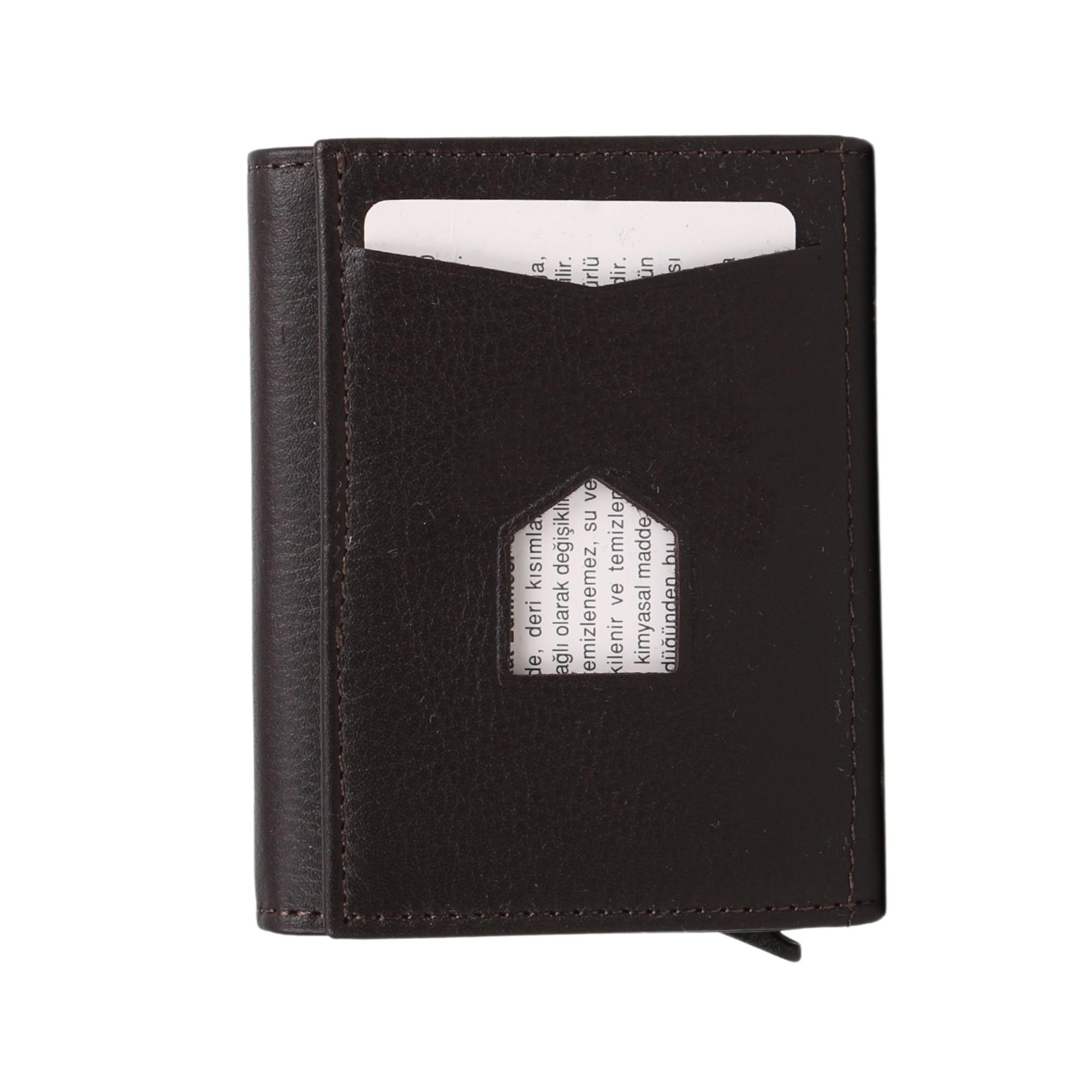 Legend Leather Erkek Acı Kahve Hakiki Deri Mekanizmalı Cüzdan/Kartlık