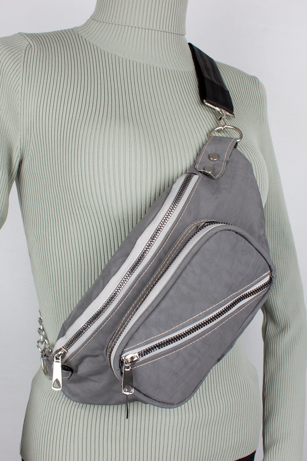 Bagacar 2021 Çapraz Göğüs Çantası ve Bel Çantası Gri