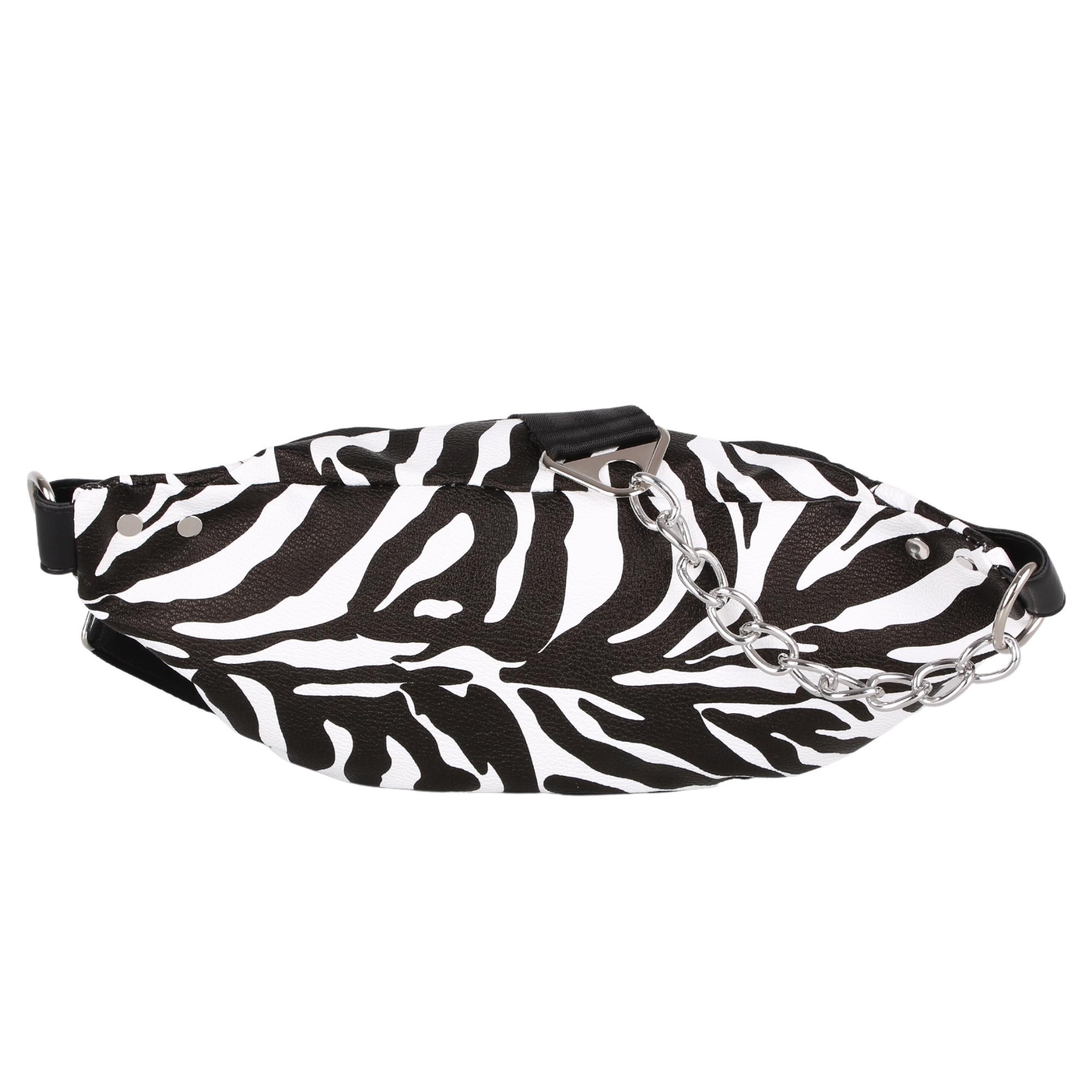 Bagacar Çapraz Zebra Suni Deri Gögüs Bel Çantası