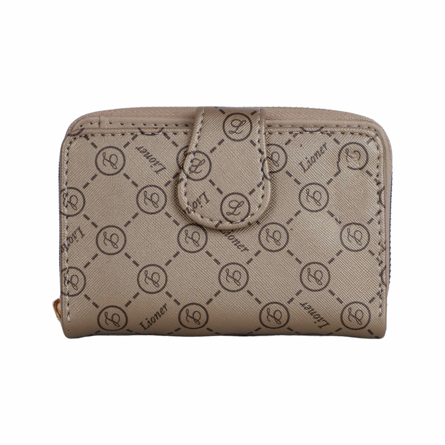 Bagacar Bej Fermuarlı Kare Mini Bayan Cüzdanı