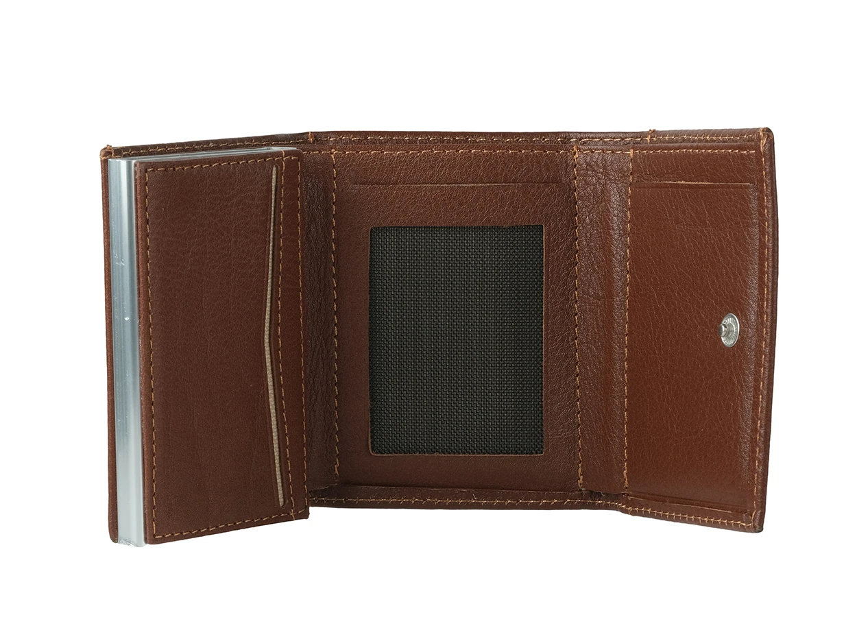 Bagacar Camel Bozuk Para Bölmeli Çıtçıtlı Hakiki Deri Mekanizmalı Kartlık Cüzdan