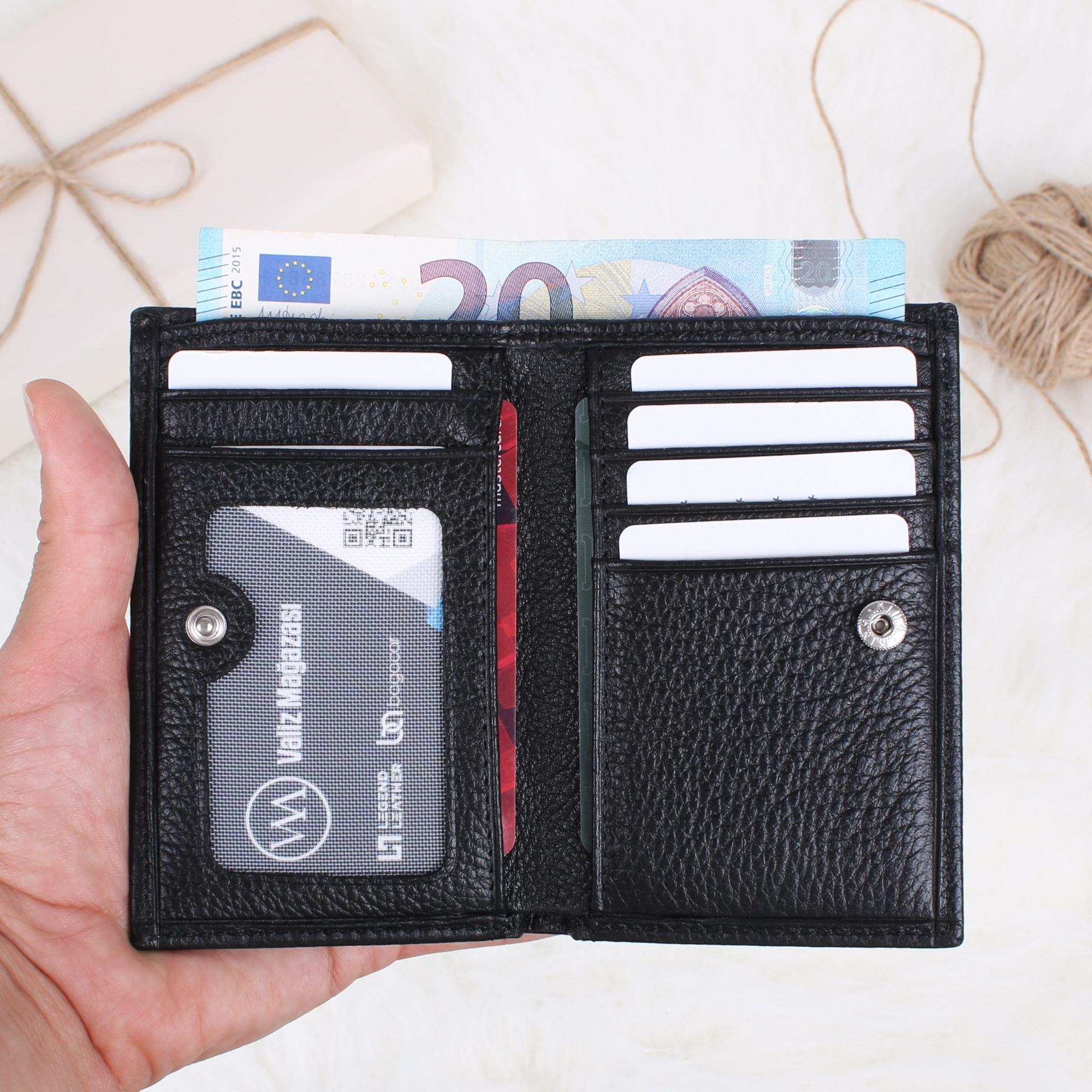 Legend Leather 726 Guti Siyah Erkek Hakiki Deri Para Bölmeli Kartlık