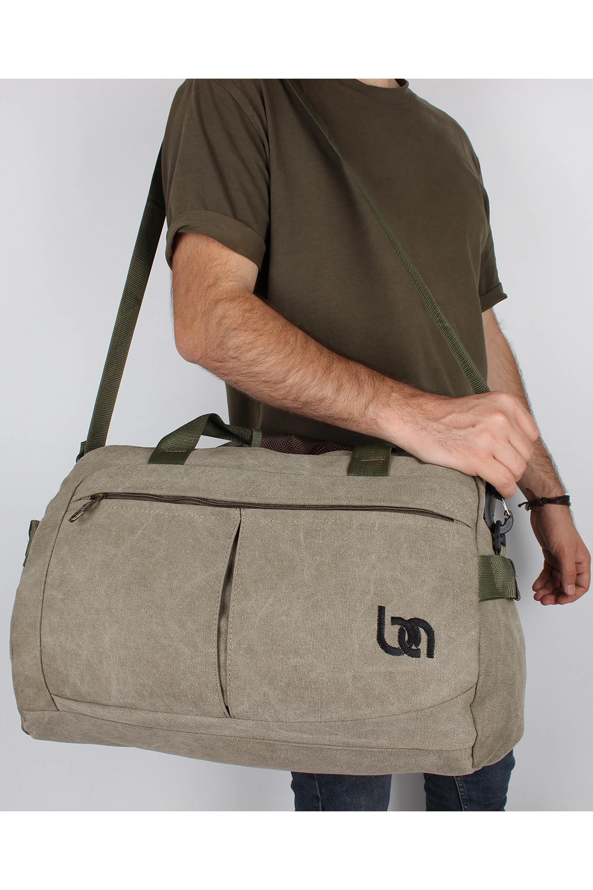 Bagacar Kanvas Haki Büyük Boy Spor ve Seyahat Çantası
