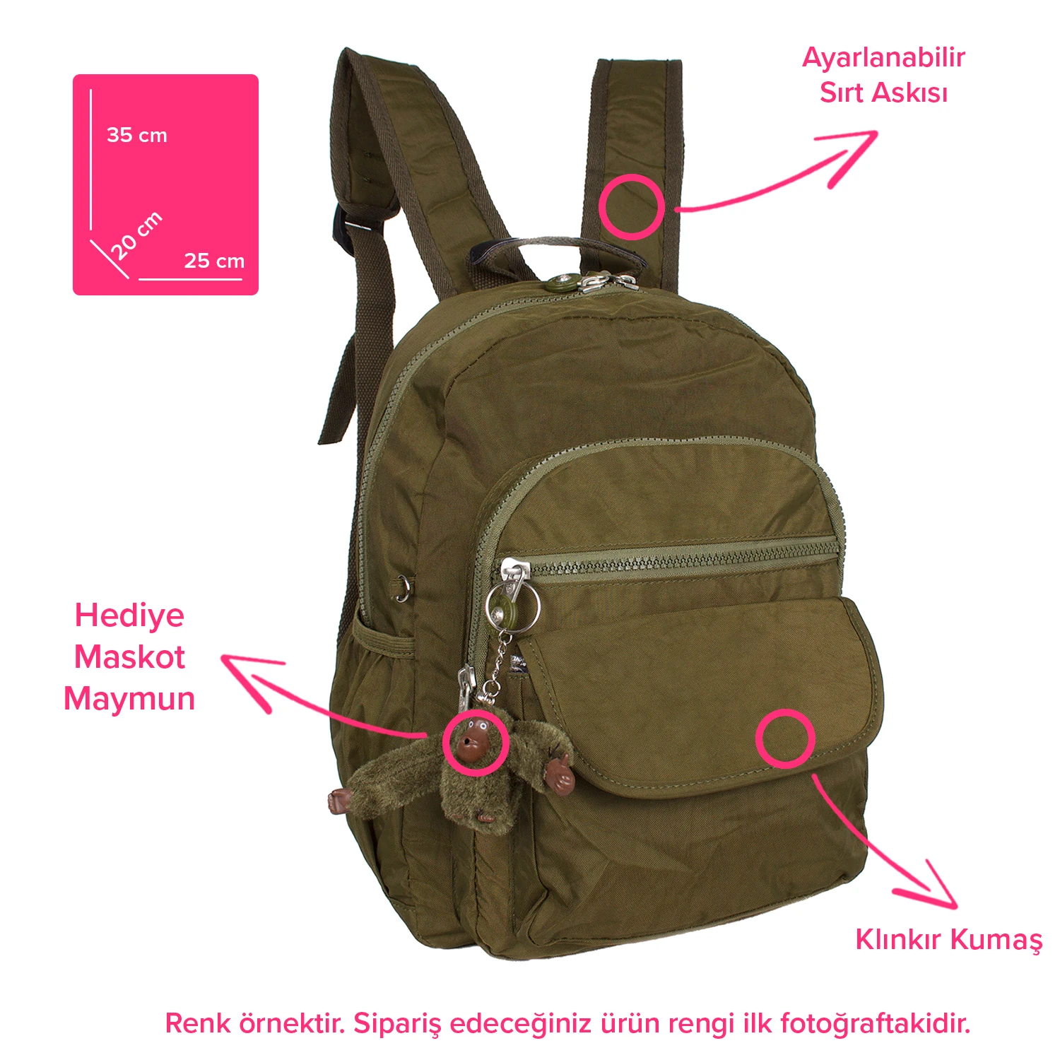 Kenyon 8803 Unisex Klinkır Kumaş Sırt Çantası Koyu Kahve