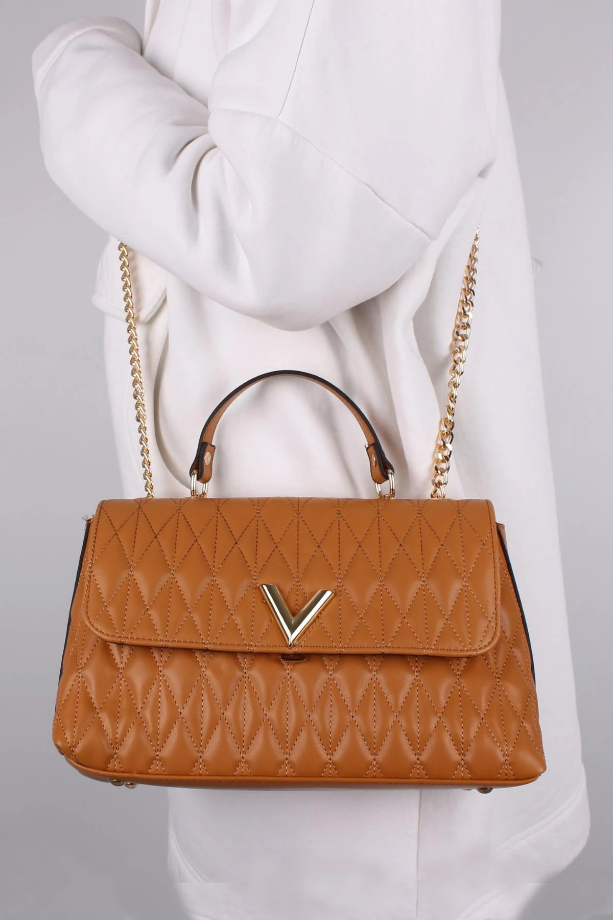 Bagacar MT1378 Camel Bayan Kapitone Çapraz Omuz Çantası