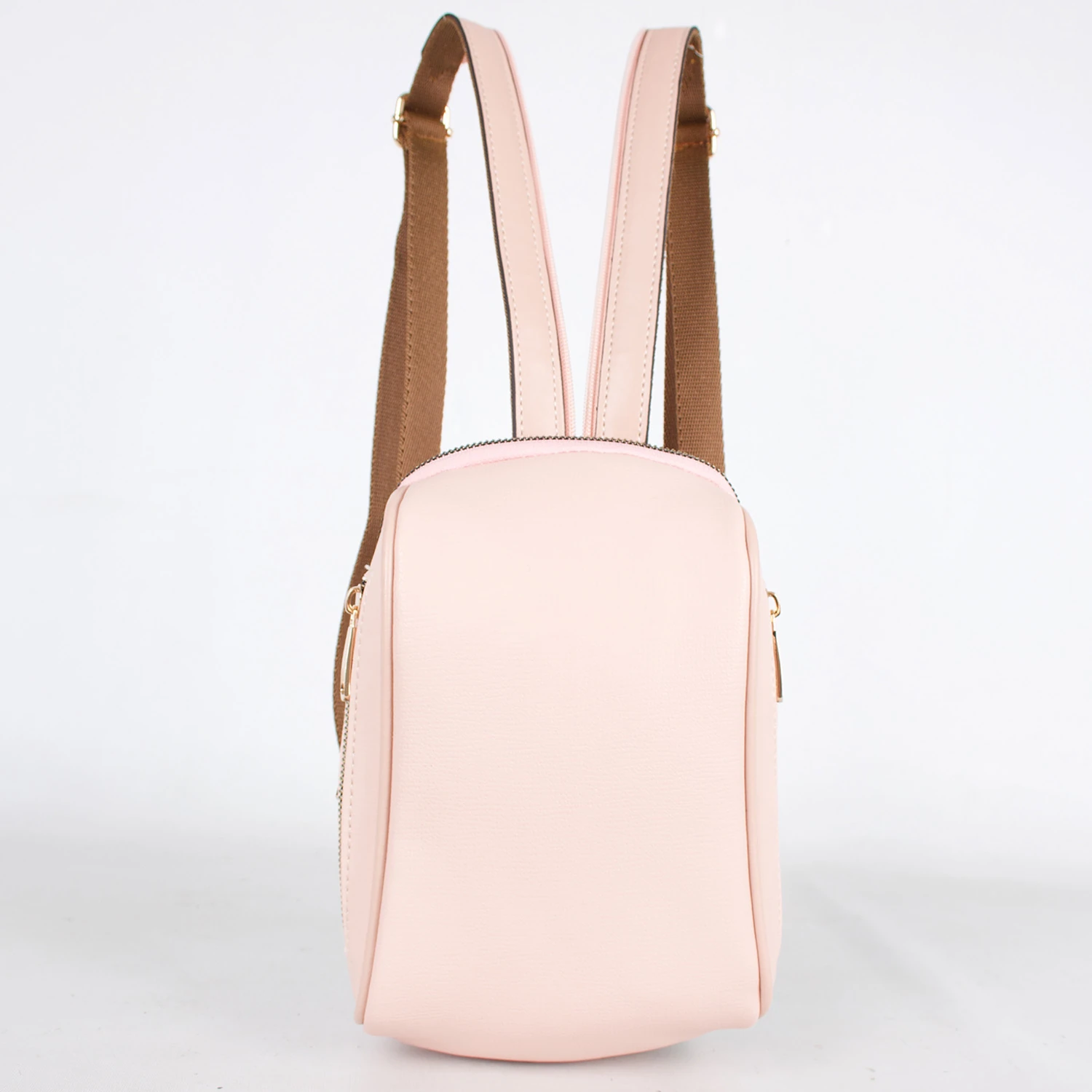 Bagacar 1358 Pudra Suni Deri Telefon Bölmeli Bayan Sırt Çantası