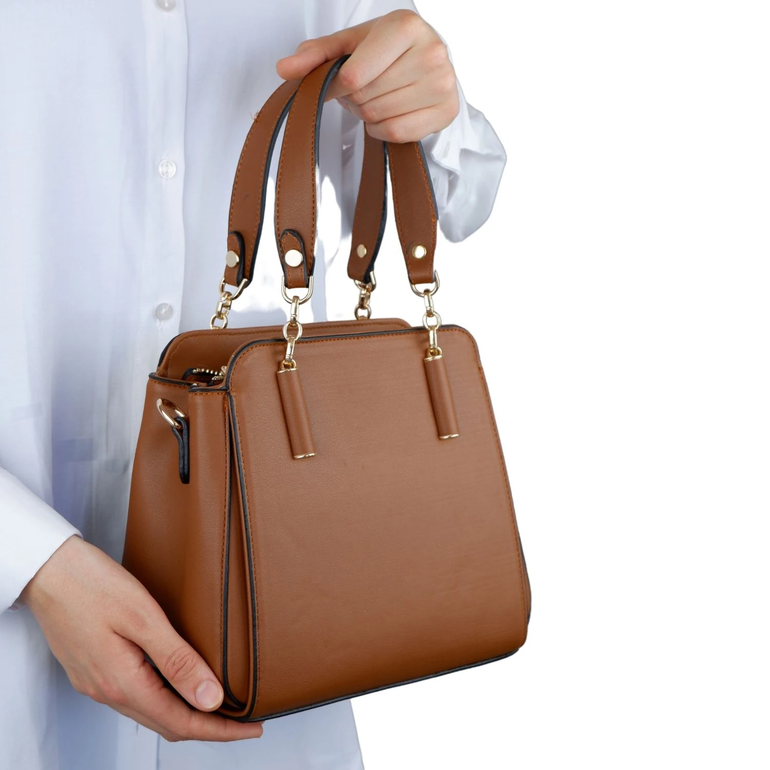 Bagacar 828 Taba Suni Deri Bayan Çapraz El ve Omuz Çantası