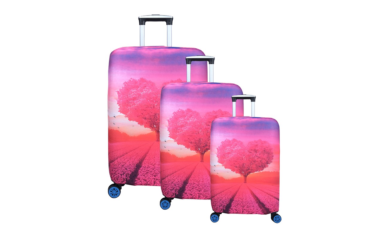 Bagacar Kalp 3lü Set Valiz Kılıfı, 3 lü Valiz Kemeri, 3lü Valiz Etiketi