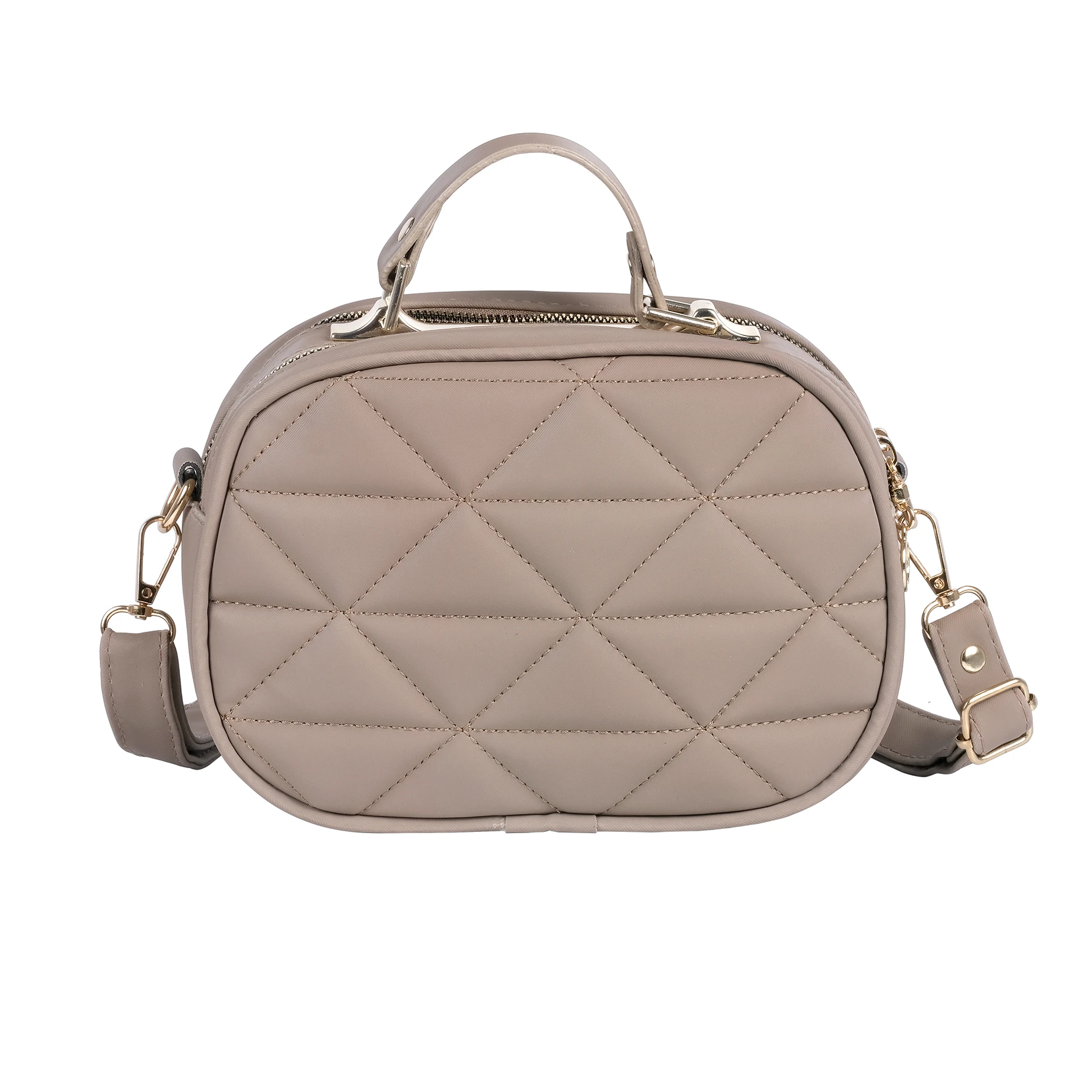 Bagacar Kapitone Şık Bayan Çapraz El ve Omuz Çantası Vizon