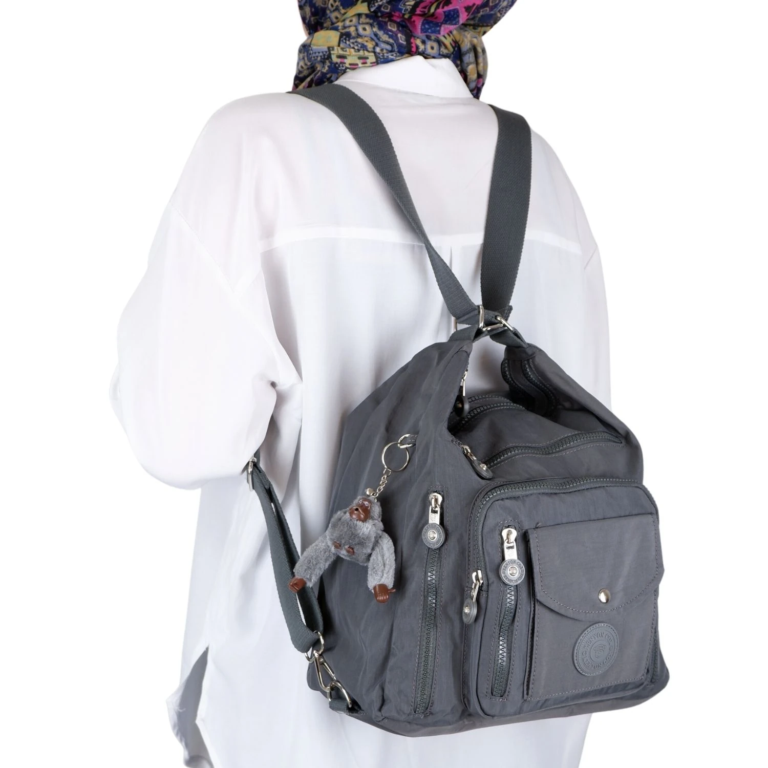 Kenyon Cox B219 Klinkır Kumaş Hafif Sırt Çantası ve Kol Çantası Gri