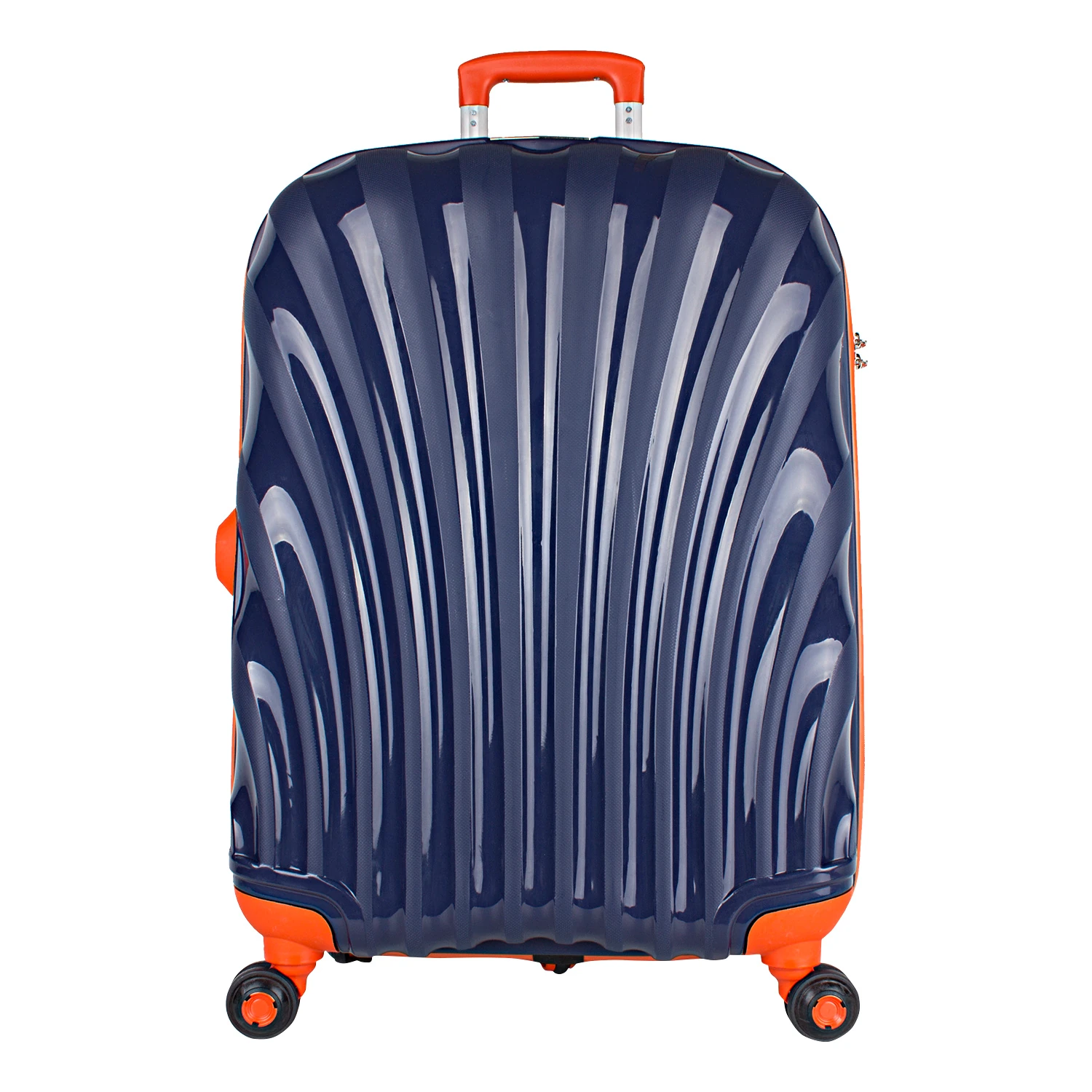 Bagacar Shell Silikon Kırılmaz Valiz Seti Lacivert Turuncu