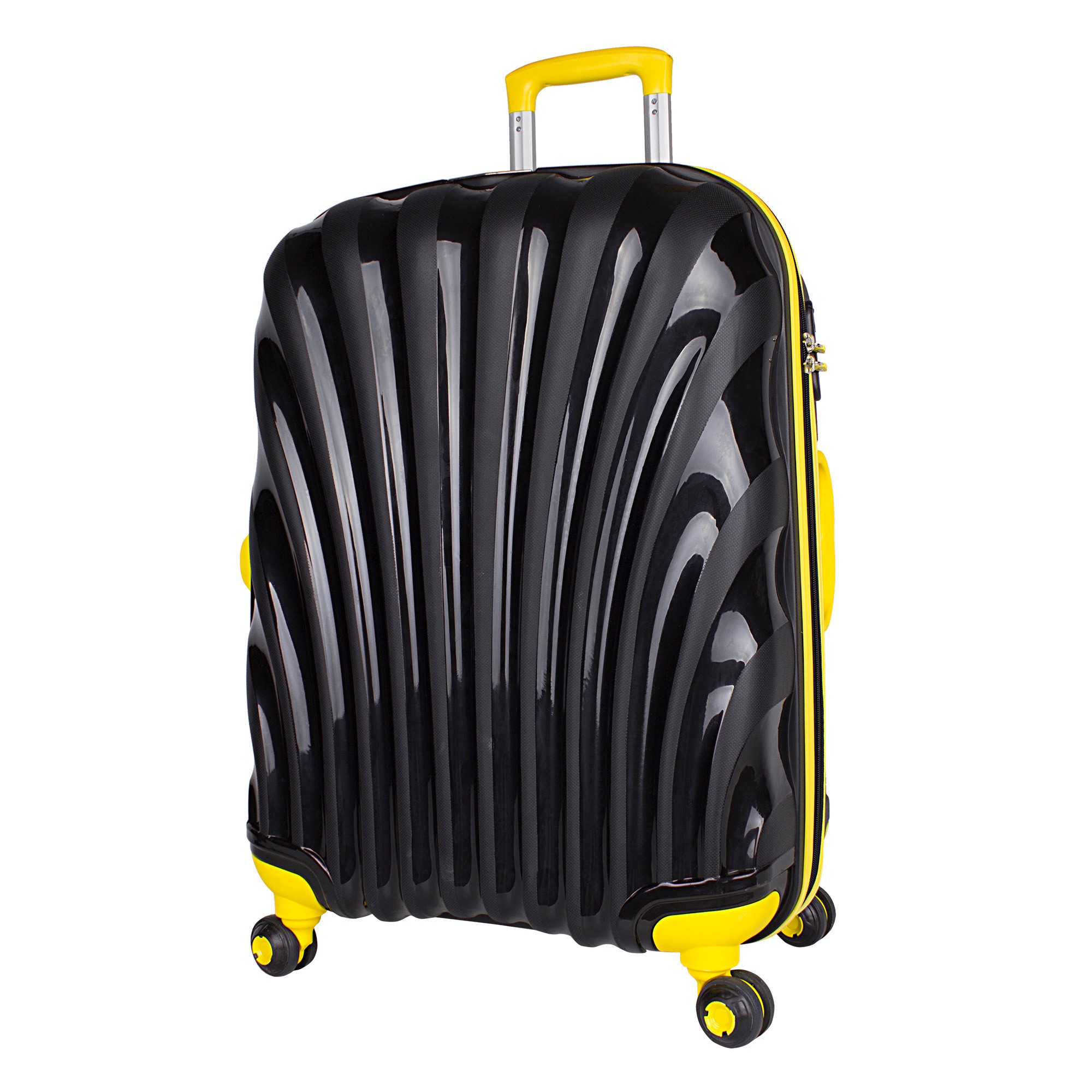 Bagacar Shell Silikon Kırılmaz Büyük Boy Valiz Siyah Sarı