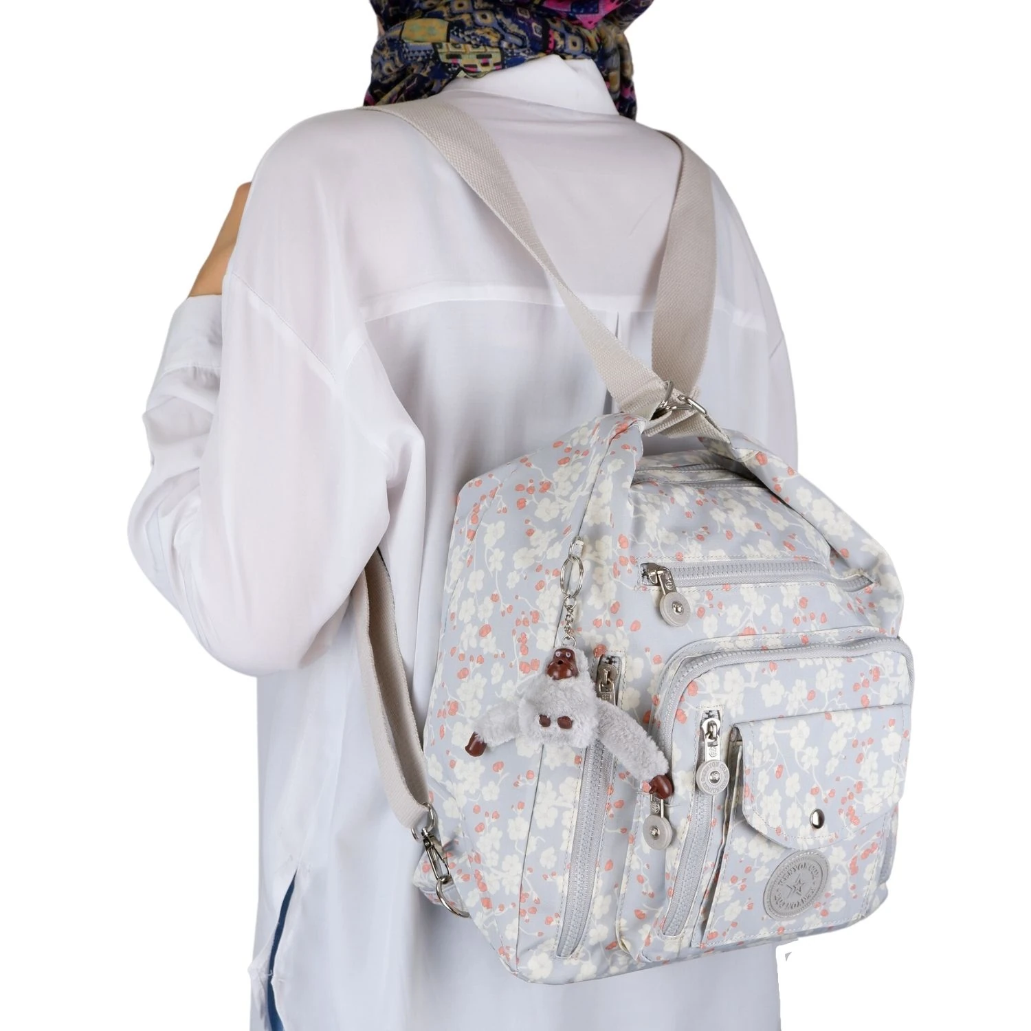 Kenyon Cox B219 Klinkır Kumaş Hafif Sırt Çantası ve Kol Çantası Çiçekli