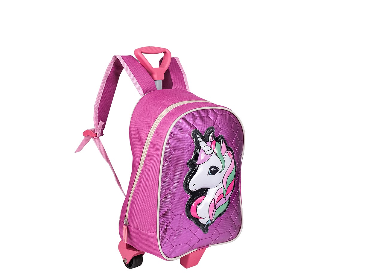 Bagacar Unikorn Desen Pembe Tekerlekli Anaokulu ve Kreş Sırt Çantası