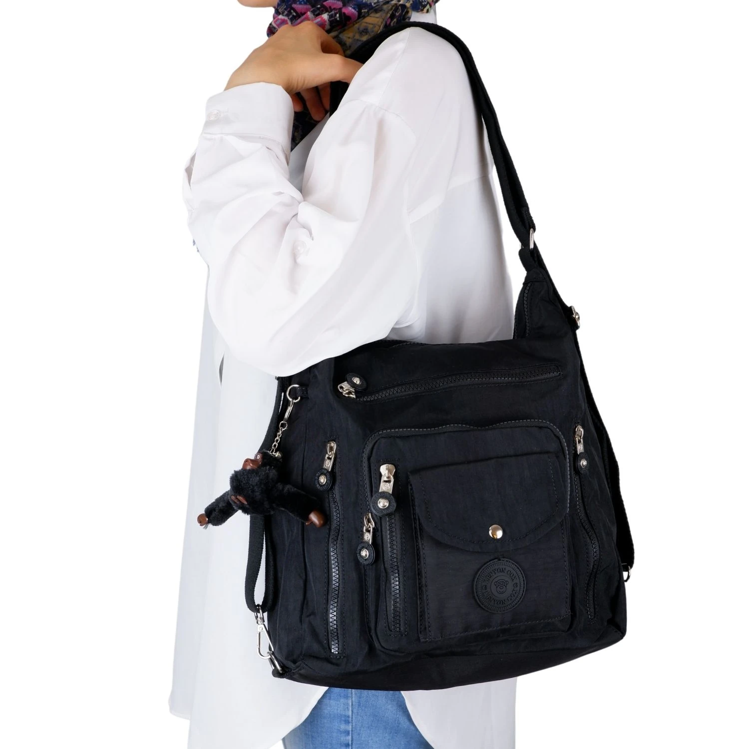 Kenyon Cox B219 Klinkır Kumaş Hafif Sırt Çantası ve Kol Çantası Siyah