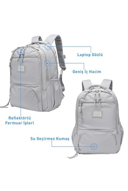 Bagacar Smart Bag 3196 Okul ve Günlük Laptop Bölmeli Sırt Çantası Hardal
