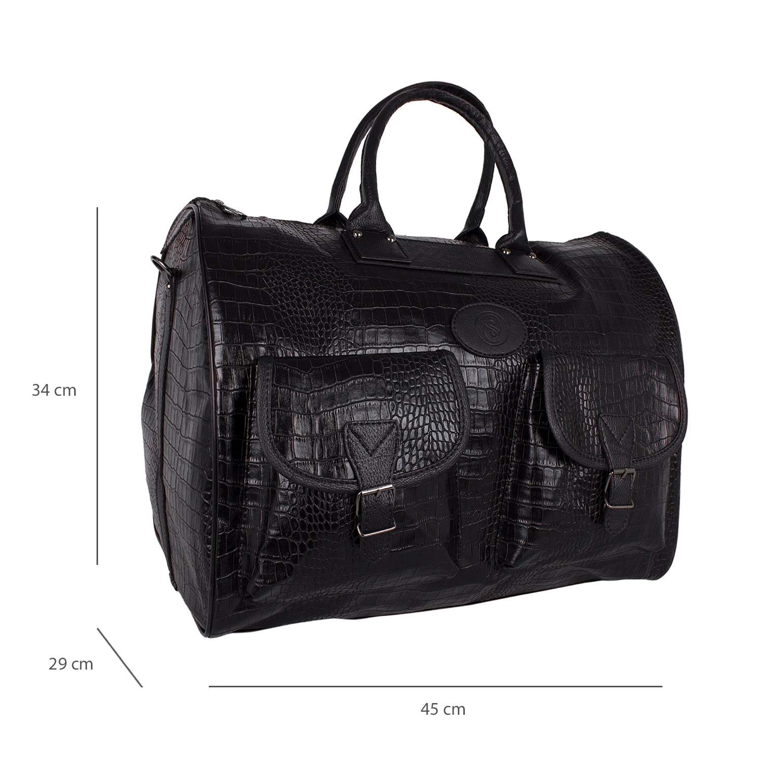 Bagacar Geniş El Bavulu ve Seyahat Çantası Kroko Siyah