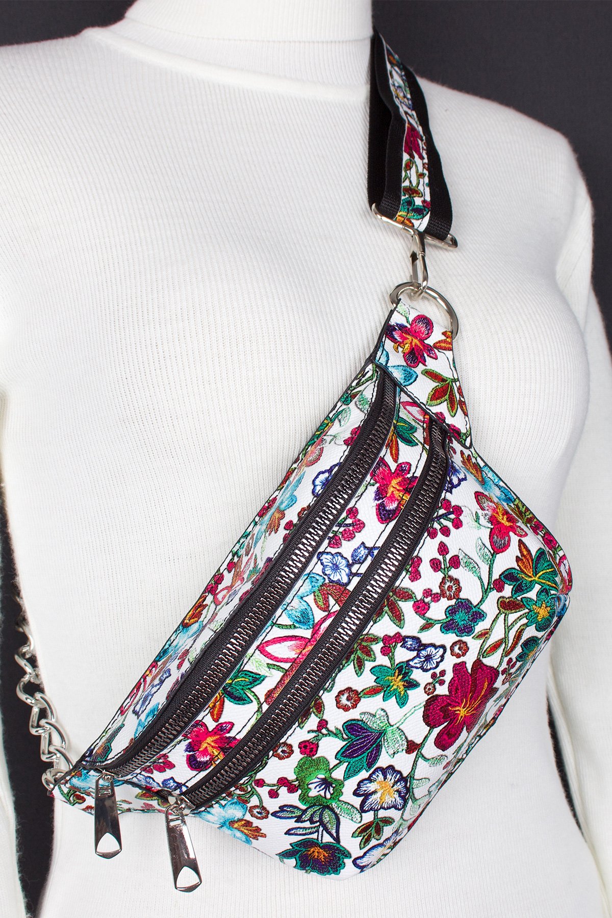 Bagacar Fashion Tulum Gögüs Bel Çantası Çiçekli
