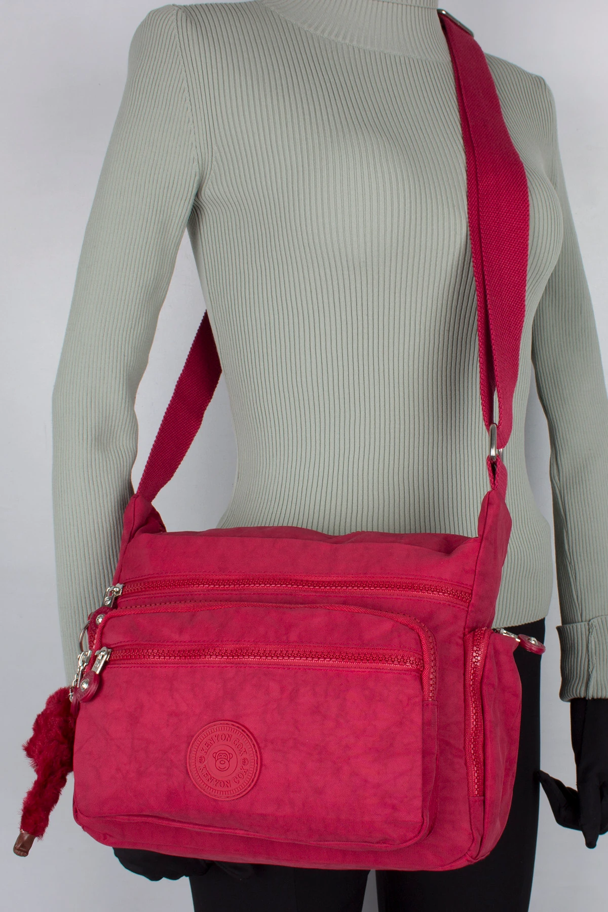 Kenyon 2736 Klinkır Kumaş Bayan Çapraz Omuz Çantası Vişne