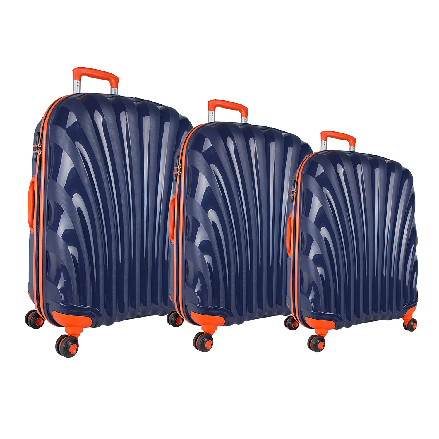 Bagacar Shell Silikon Kırılmaz Valiz Seti Lacivert Turuncu