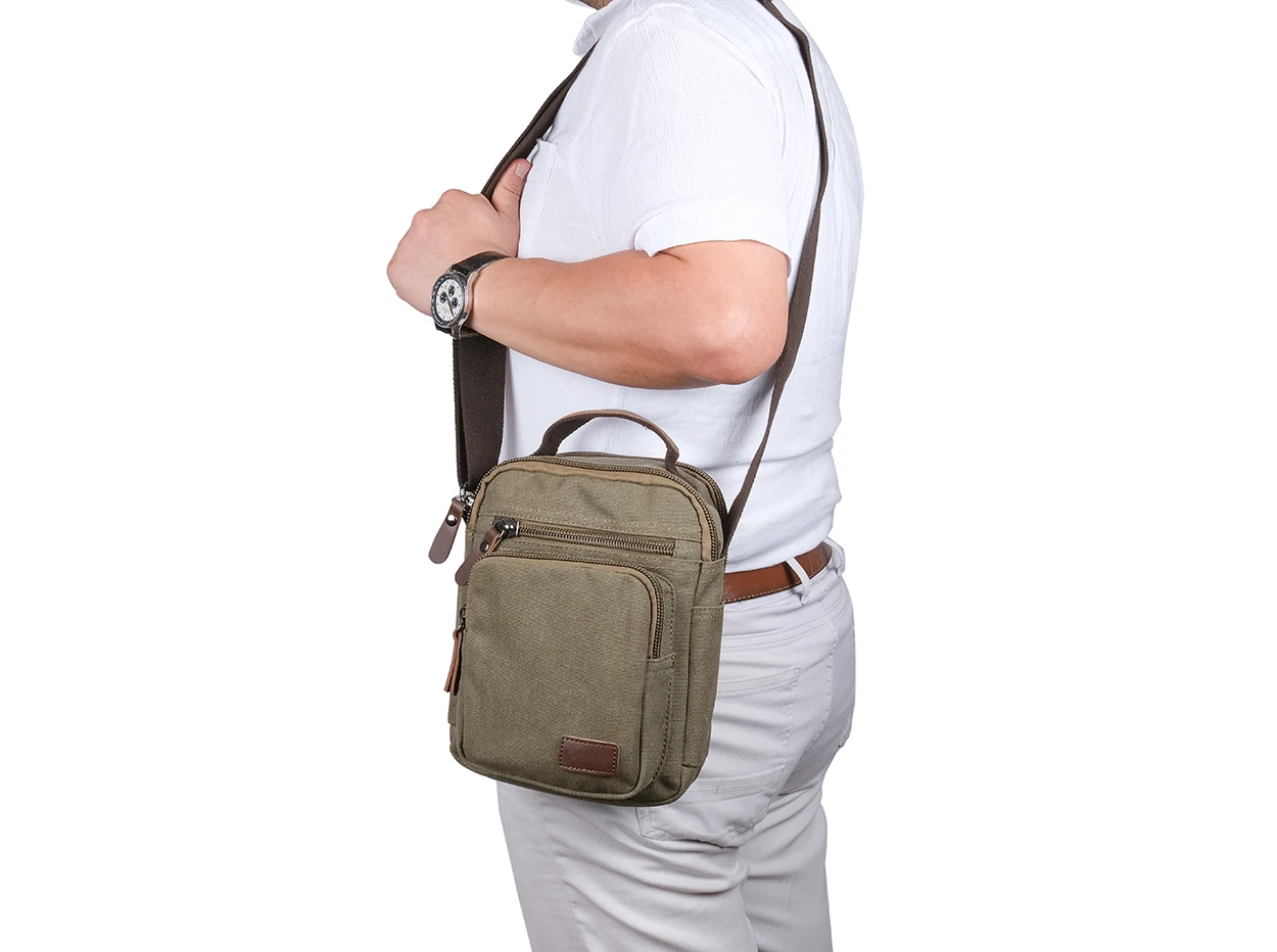 Bagacar 6250 Yeşil Kanvas Çapraz Omuz Postacı Çantası