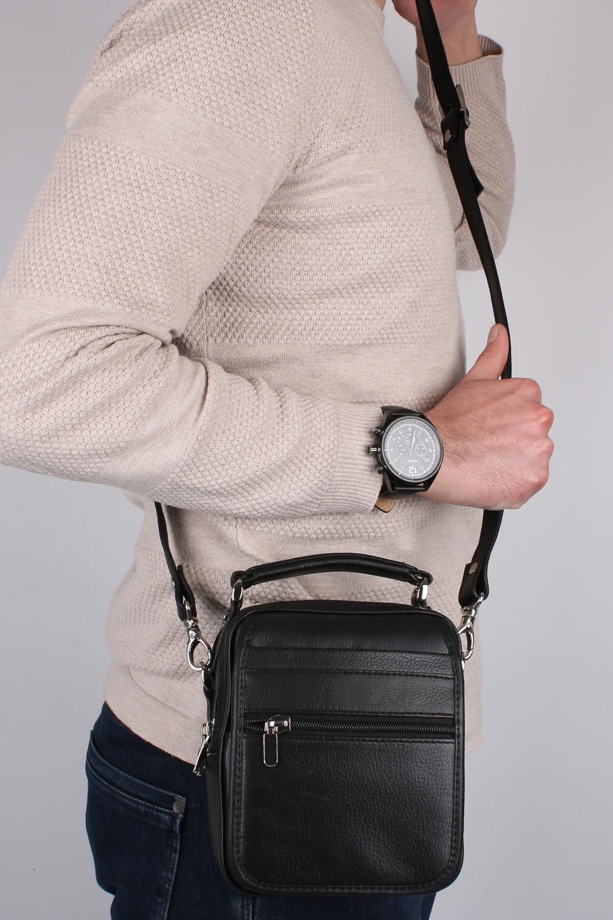 Legend Leather 4598 Siyah Hakiki Deri Erkek Portföy El Ve Omuz Çantası