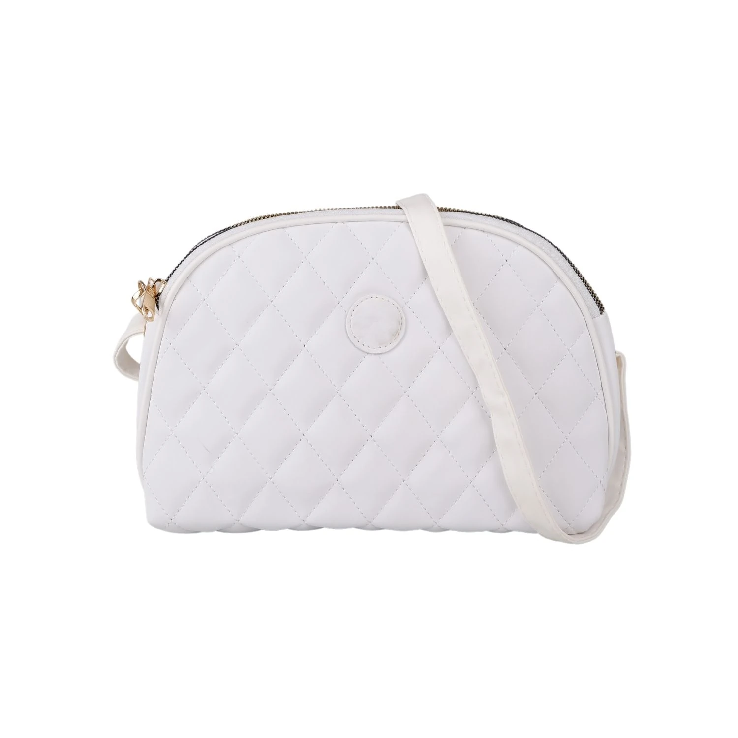 Bagacar Kapitone Şık Bayan Çapraz El ve Omuz Çantası Beyaz