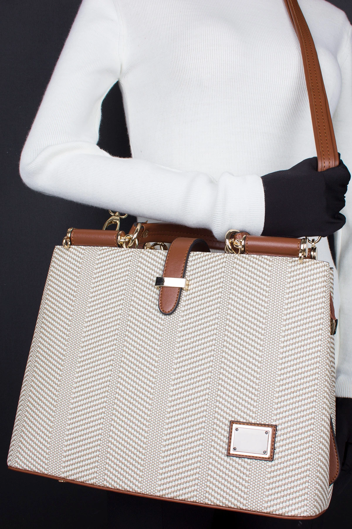 Bagacar 875 Bej 1 Gözlü Bayan El ve Çapraz Omuz Çantası