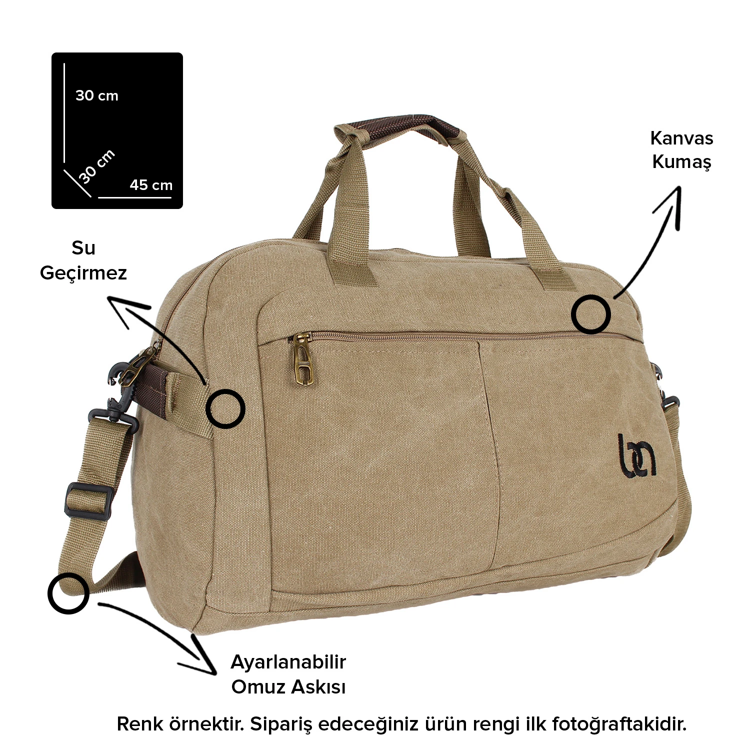 Bagacar Kanvas Haki Büyük Boy Spor ve Seyahat Çantası