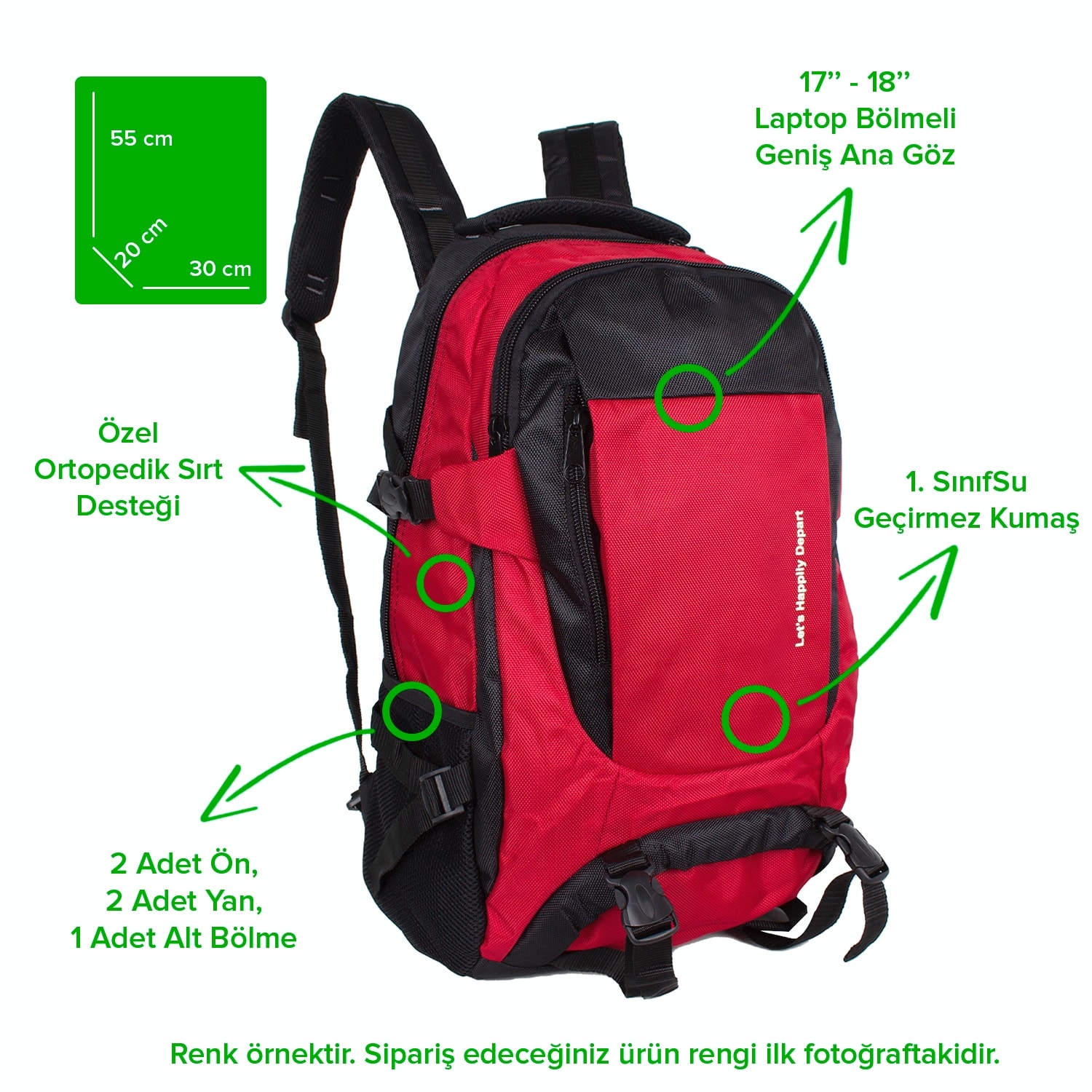 Bagacar 919 45 LT Kırmızı  17" Laptop Bölmeli Sırt Çantası