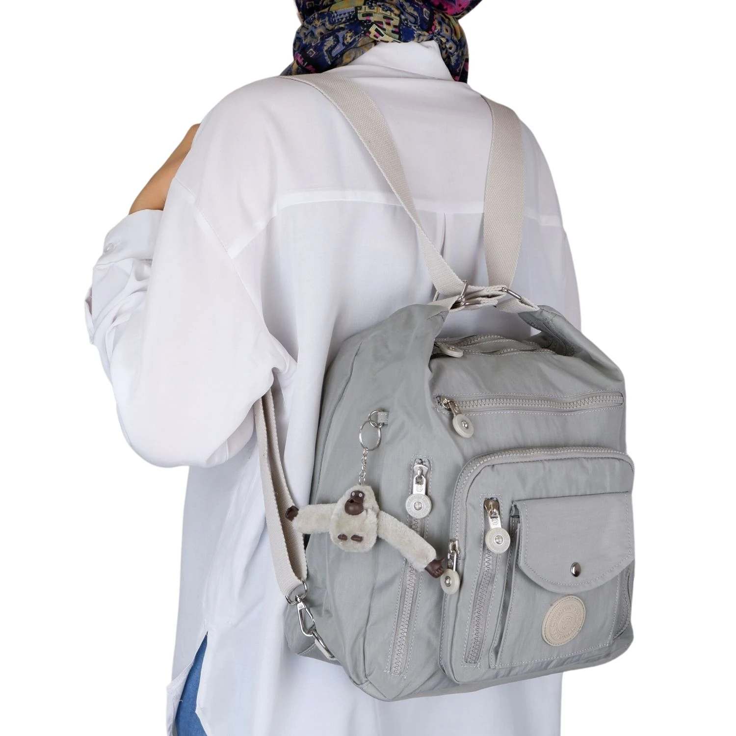 Kenyon Cox B219 Klinkır Kumaş Hafif Sırt Çantası ve Kol Çantası Açık Gri