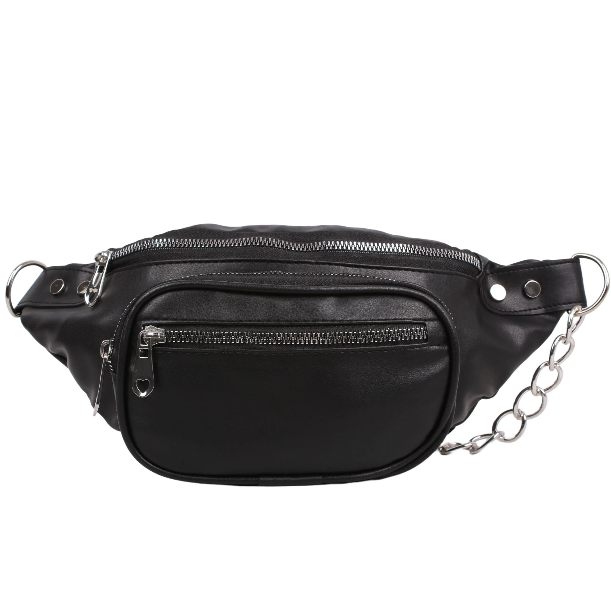 Bagacar Zincirli Bayan Siyah Çapraz Gögüs ve Bel Çantası