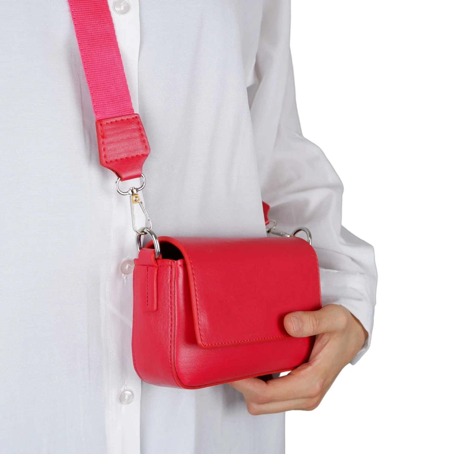 Bagacar Kapaklı Mini Şık Bayan Çapraz El ve Omuz Çantası Kırmızı