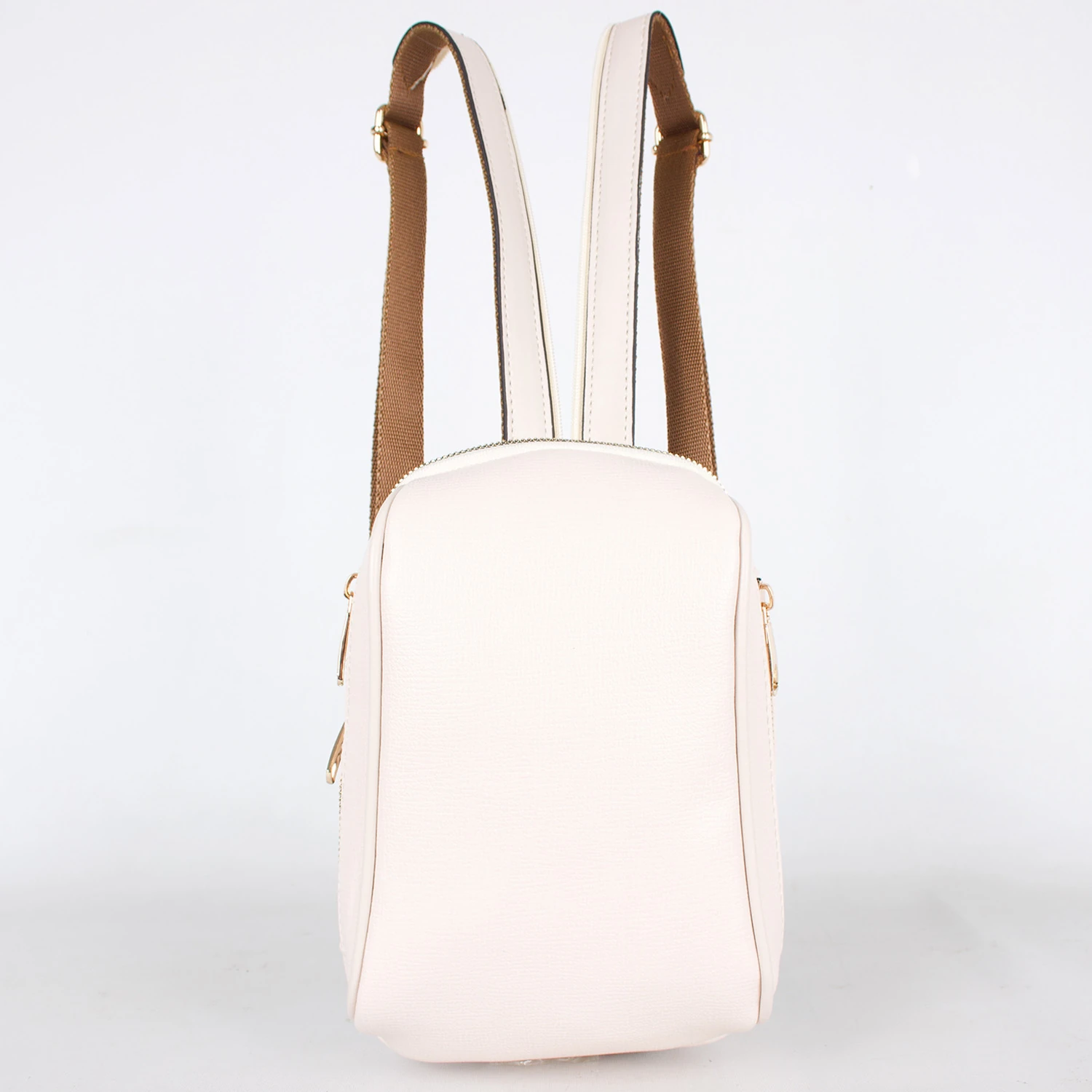 Bagacar 1358 Bej Suni Deri Telefon Bölmeli Bayan Sırt Çantası