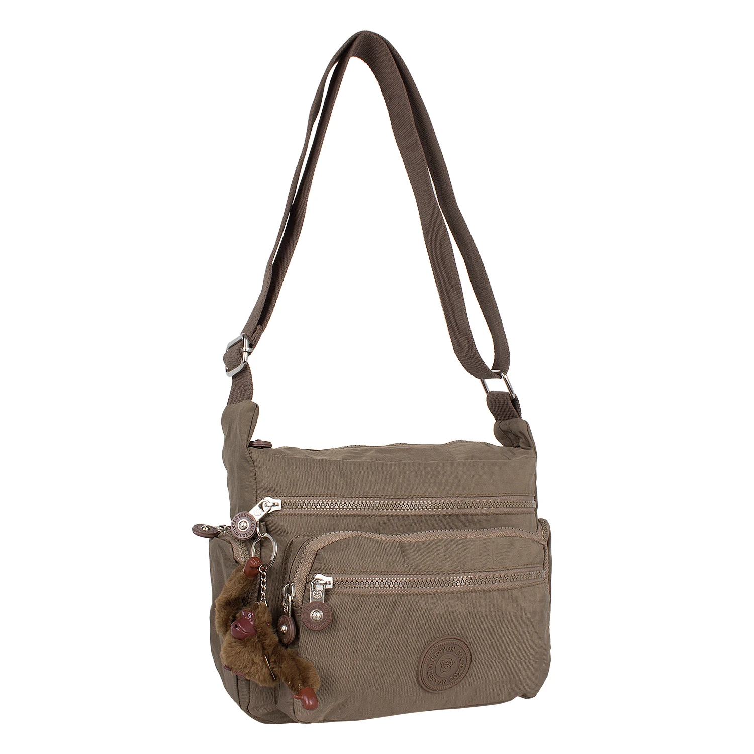 Kenyon 2736 Klinkır Kumaş Bayan Çapraz Omuz Çantası Kahve