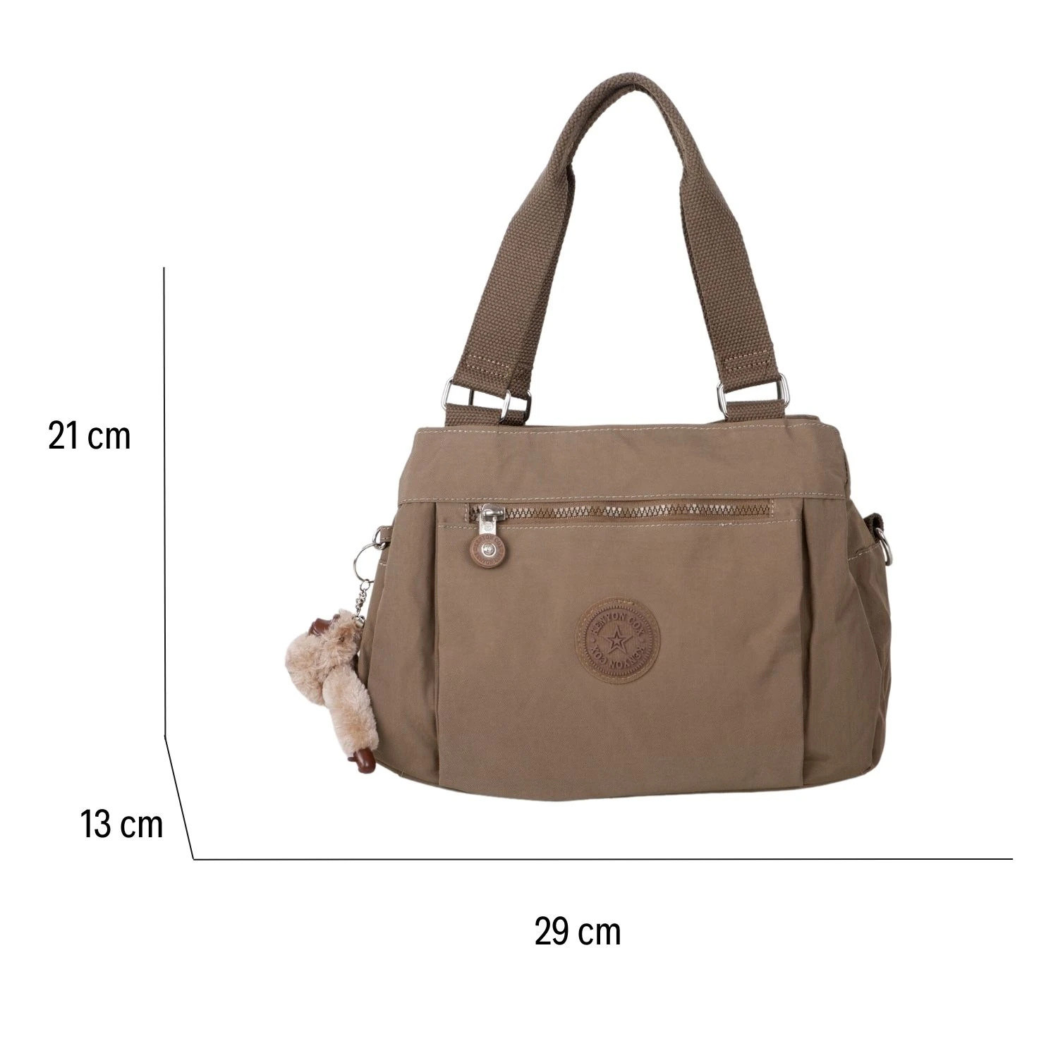 Kenyon C1112  Klinkır Kumaş Bayan Çapraz El Omuz Çantası Kahve