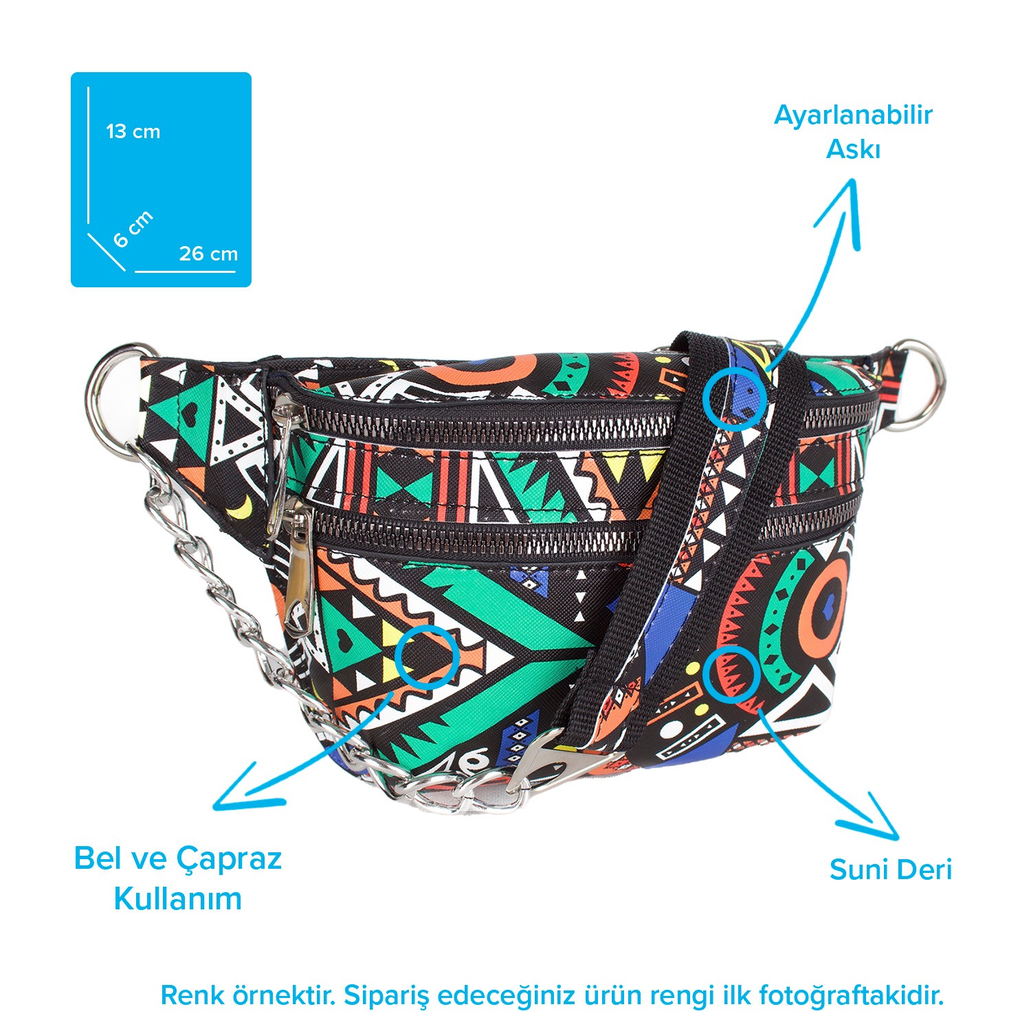 Bagacar Fashion Tulum Gögüs Bel Çantası Çiçekli