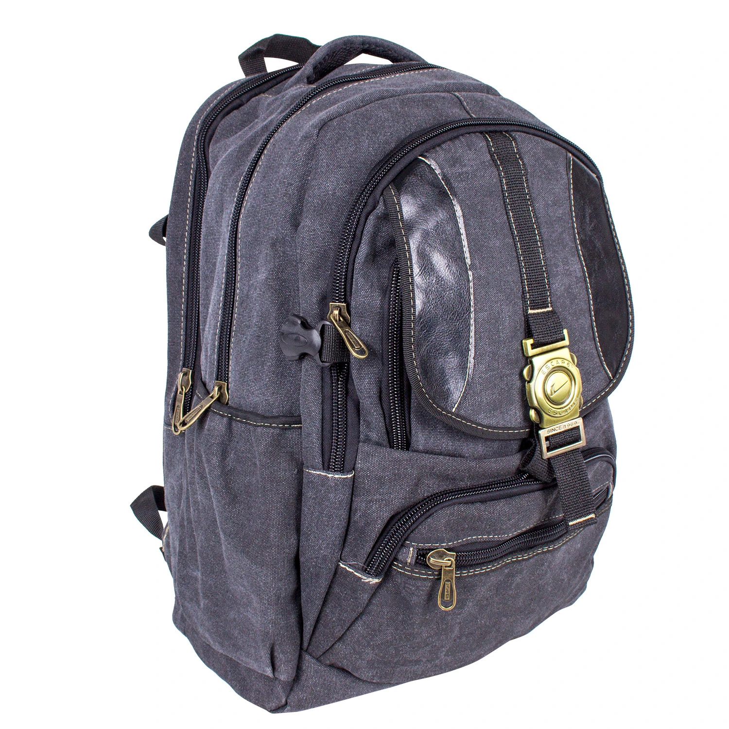 Escape 403 Deri Kanvas Büyük Sırt Çantası Siyah