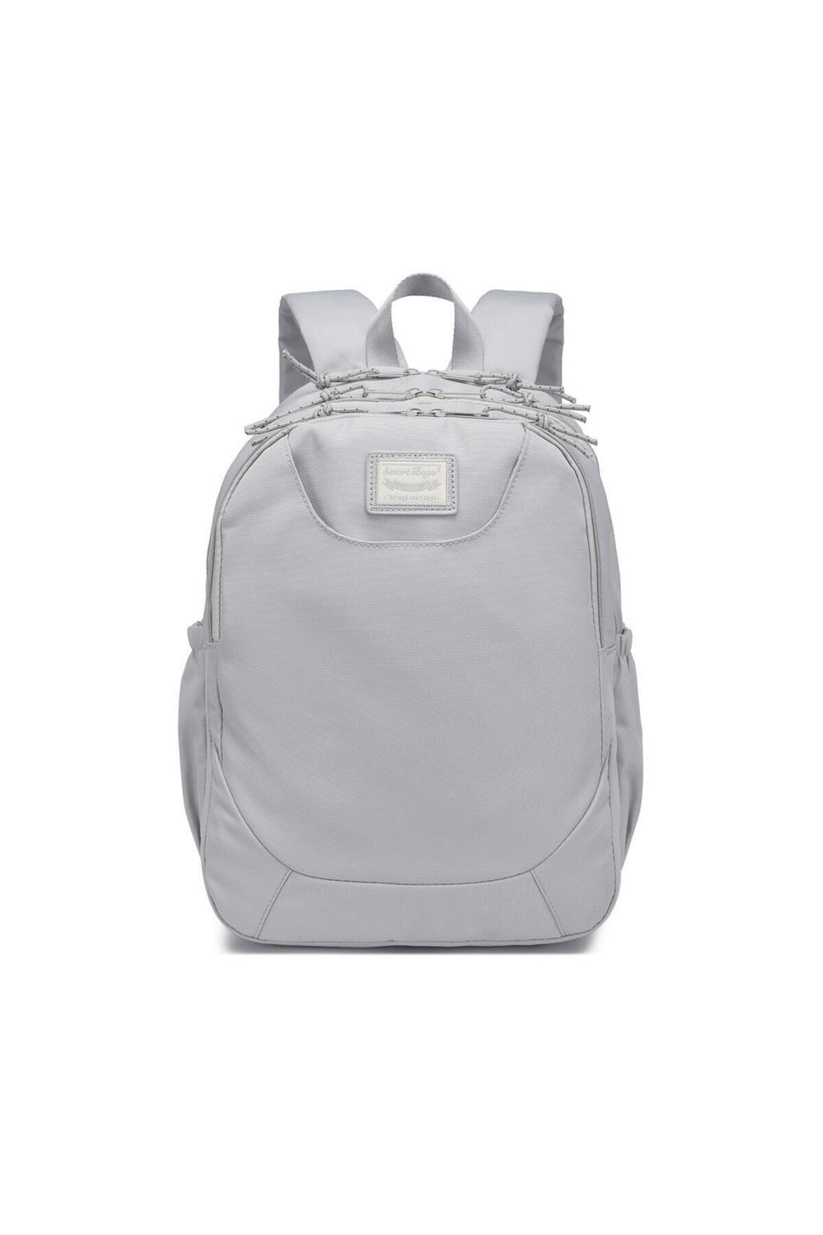 Bagacar Smart Bag 3199 Okul ve Günlük Laptop Bölmeli Sırt Çantası Açık Gri