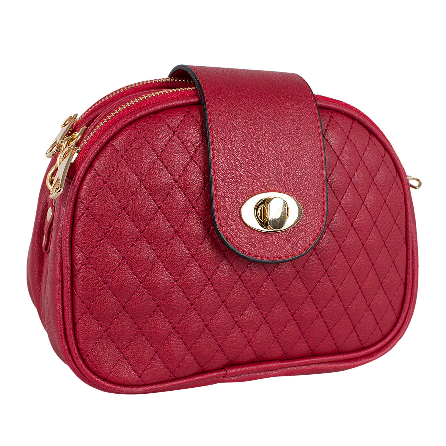 Bagacar 1238 Bayan Çapraz 3 Gözlü Omuz Çantası Kırmızı