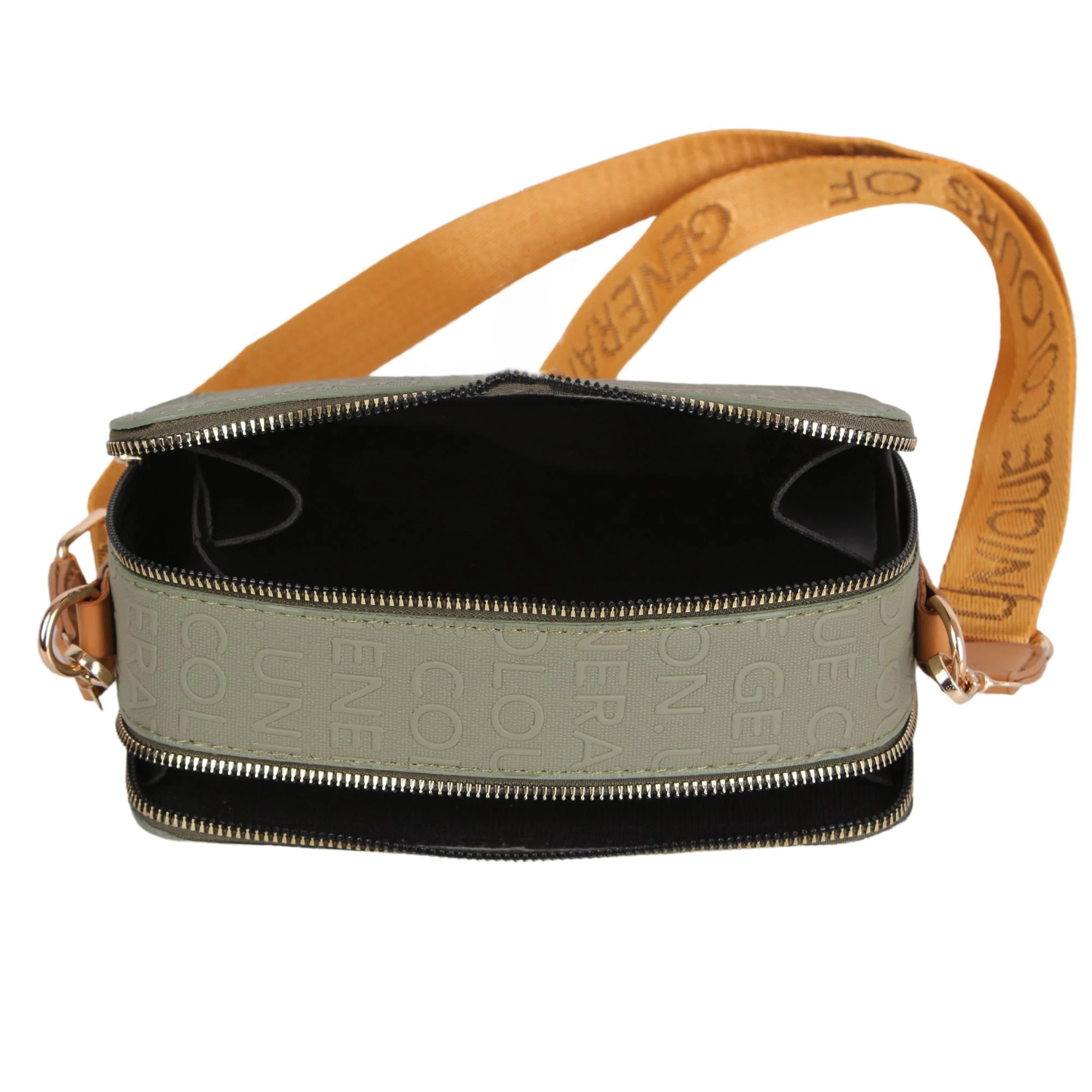 Bagacar TNV3 Kroko Siyah 2 Gözlü Kutu Çapraz Bayan Çantası