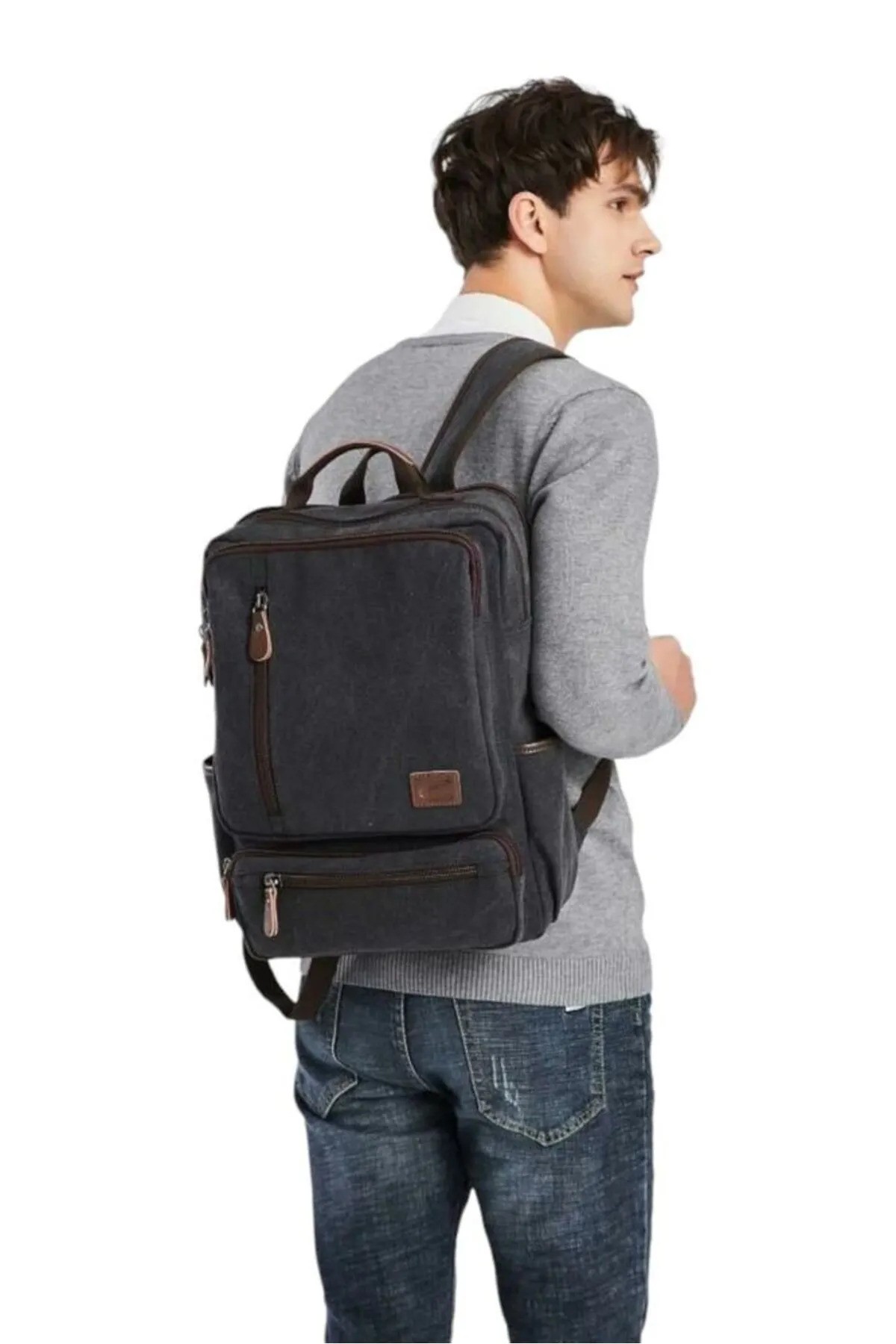 Cactive Kanvas Siyah Kumaş Unisex Sırt Çantası Ctv1260