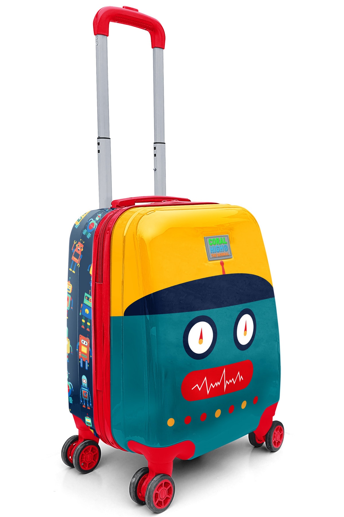Bagacar Yaygan Kids Lacivert Çivit Robot Desenli Çocuk Valizi 16746