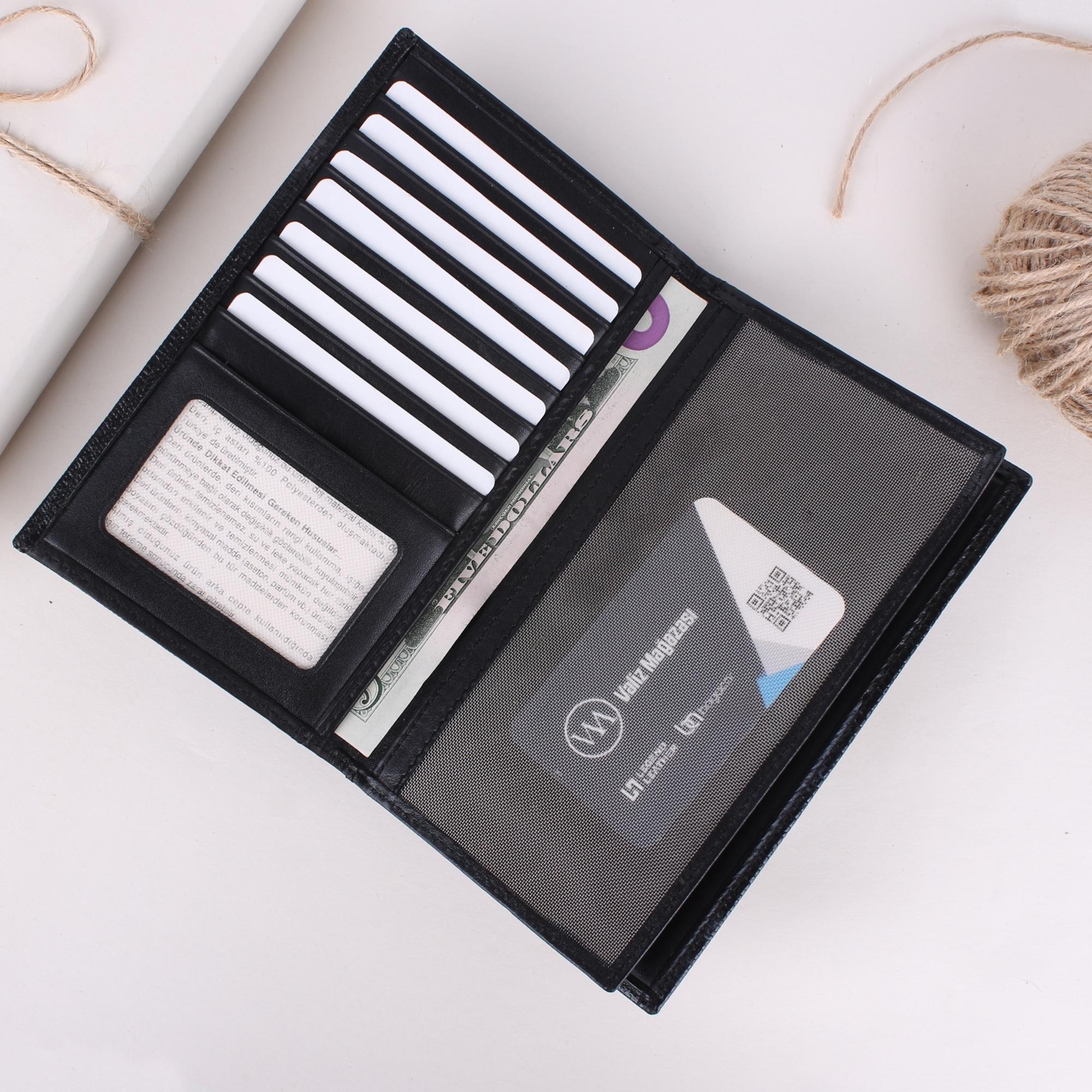 Legend Leather İguana Siyah 1546 Unisex Hakiki Çek Bölmeli Deri Cüzdan