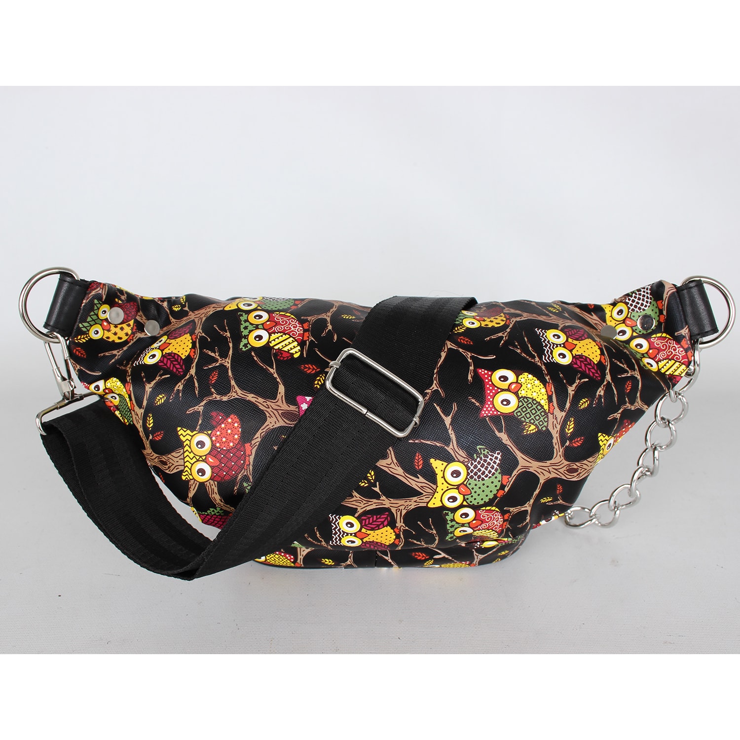 Bagacar Fashion Tulum Gögüs Bel Çantası Beyaz Siyah Baykuş
