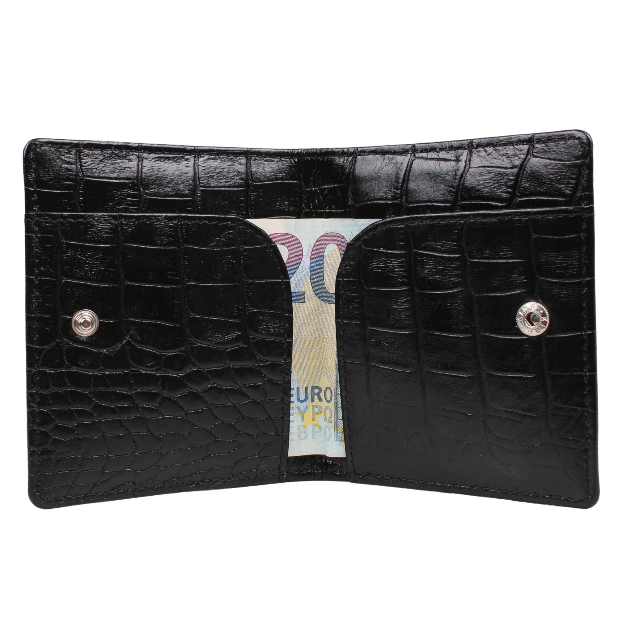 Legend Leather 762 Iguana Siyah Erkek Hakiki Deri Para Bölmeli Kartlık