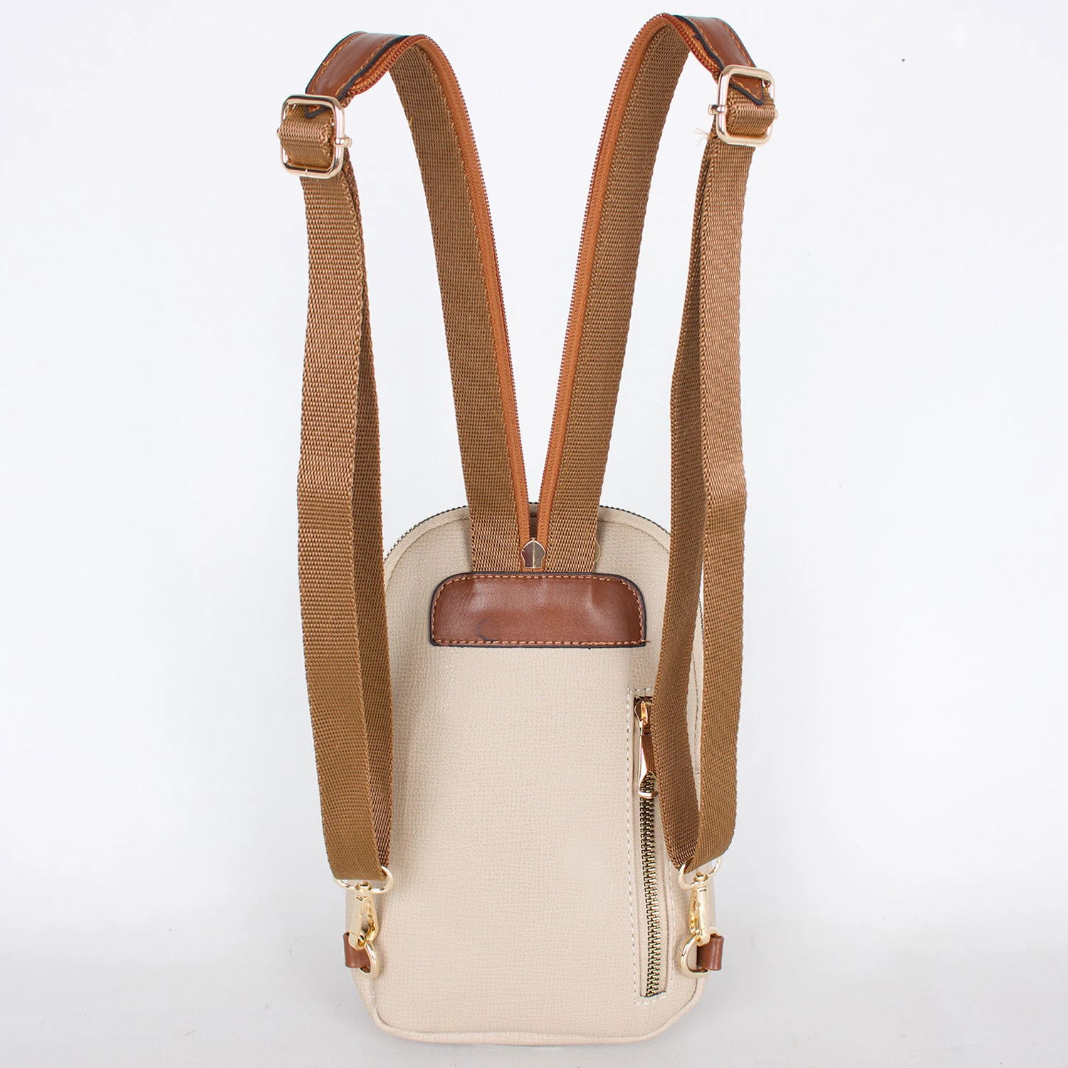 Bagacar 1358 Vizon Suni Deri Telefon Bölmeli Bayan Sırt Çantası