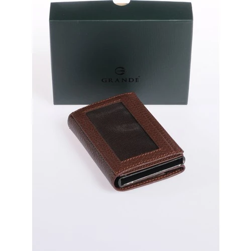 Grande 725 Unisex Hakiki Deri Mekanizmalı Kartlık  A.Kahve